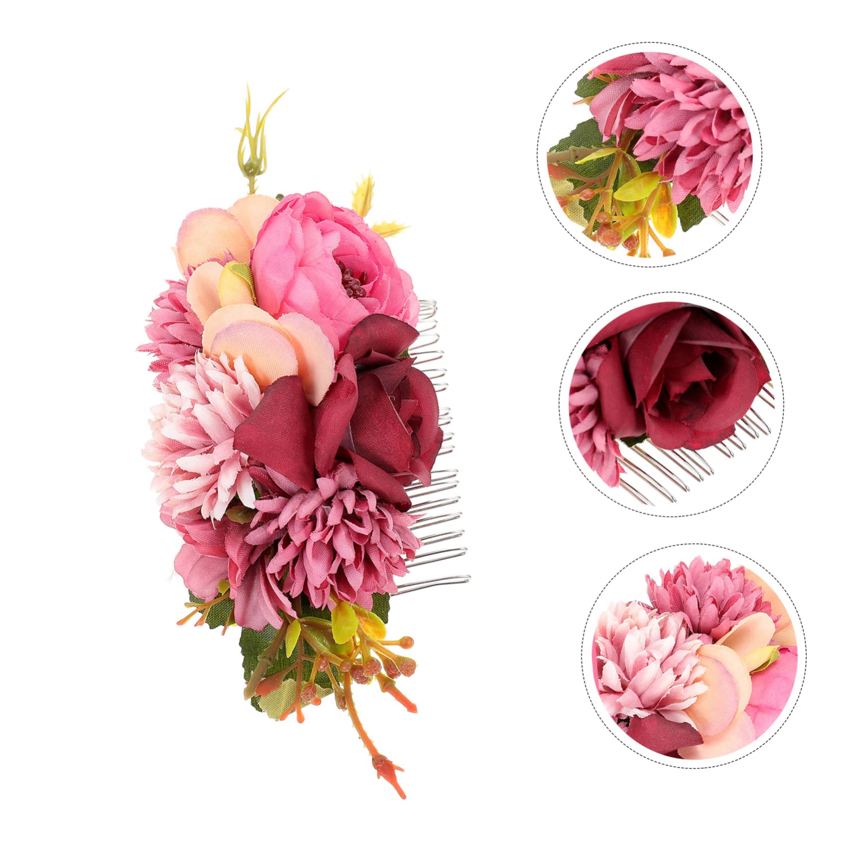 POPETPOP 5-Piece Floral Bridal Hair Comb Set - Artificial Flower Side Combs, Wedding Headpieces & Romantic Hair Clips for Women - Perfect for Bridal Showers, Weddings & Special Occasions