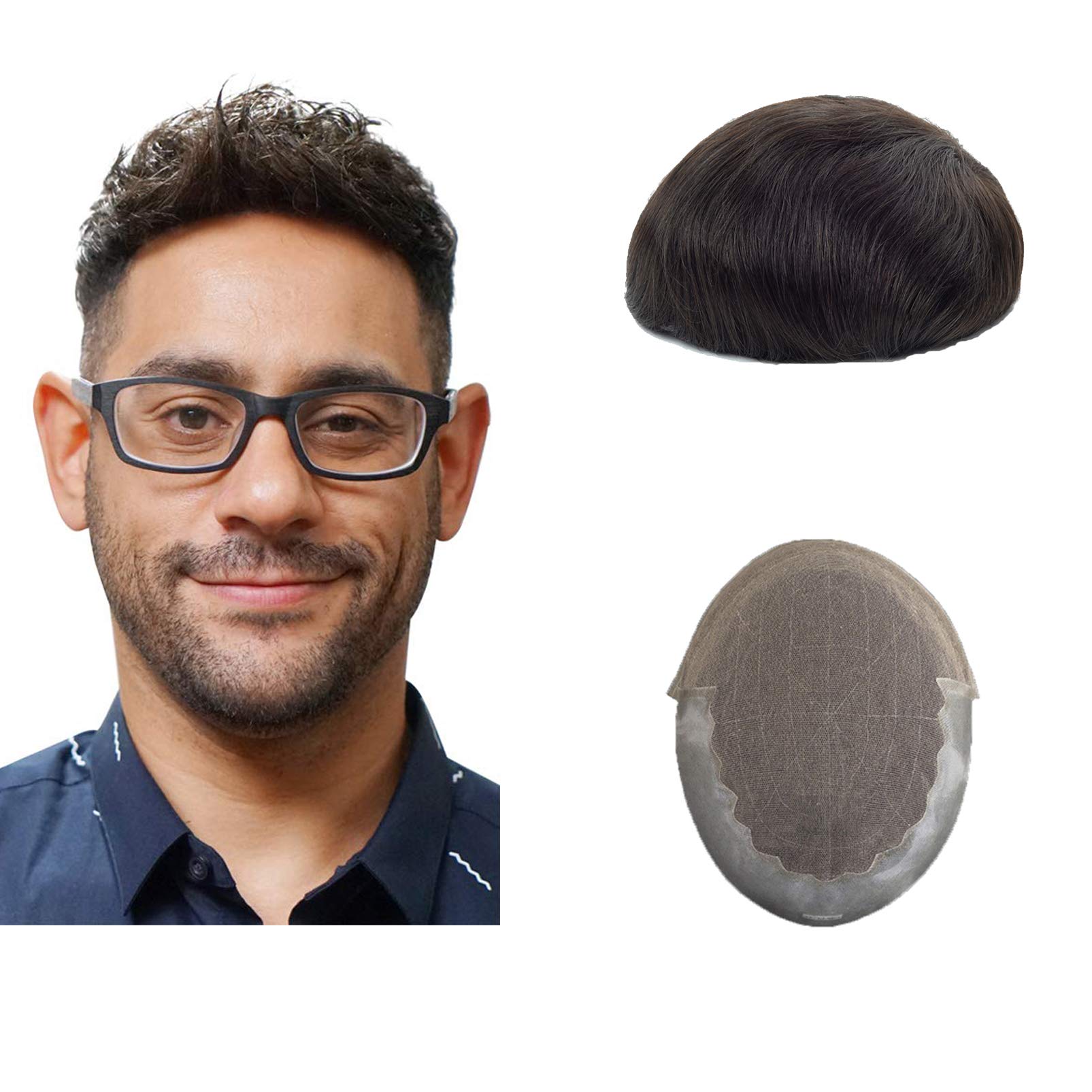Lordhair French Lace Men's Toupee - 8x10 Inch Thin Skin Hair Replacement System for Thinning Hair | Breathable & Natural Looking Hairpiece for Daily Wear & Special Occasions