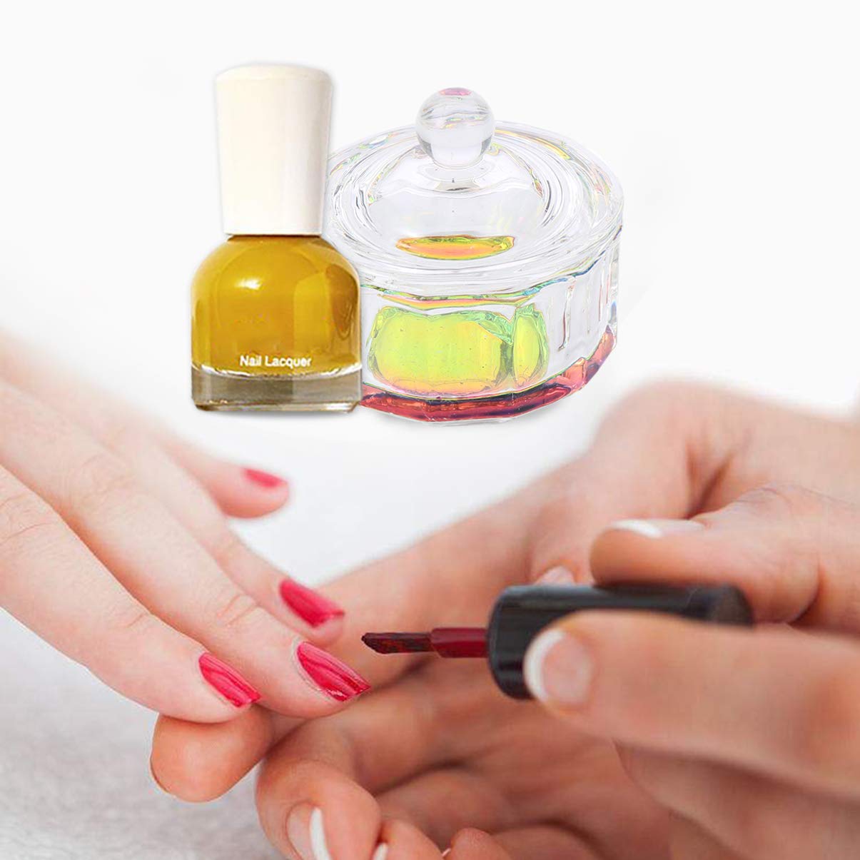 2 Pcs Glass Crystal Nail Art Dappen Dish with Lid - Nail Liquid & Acrylic Container for Professional Salon & Home Manicure - Perfect for Nail Polish, Glue, and Monomer Storage
