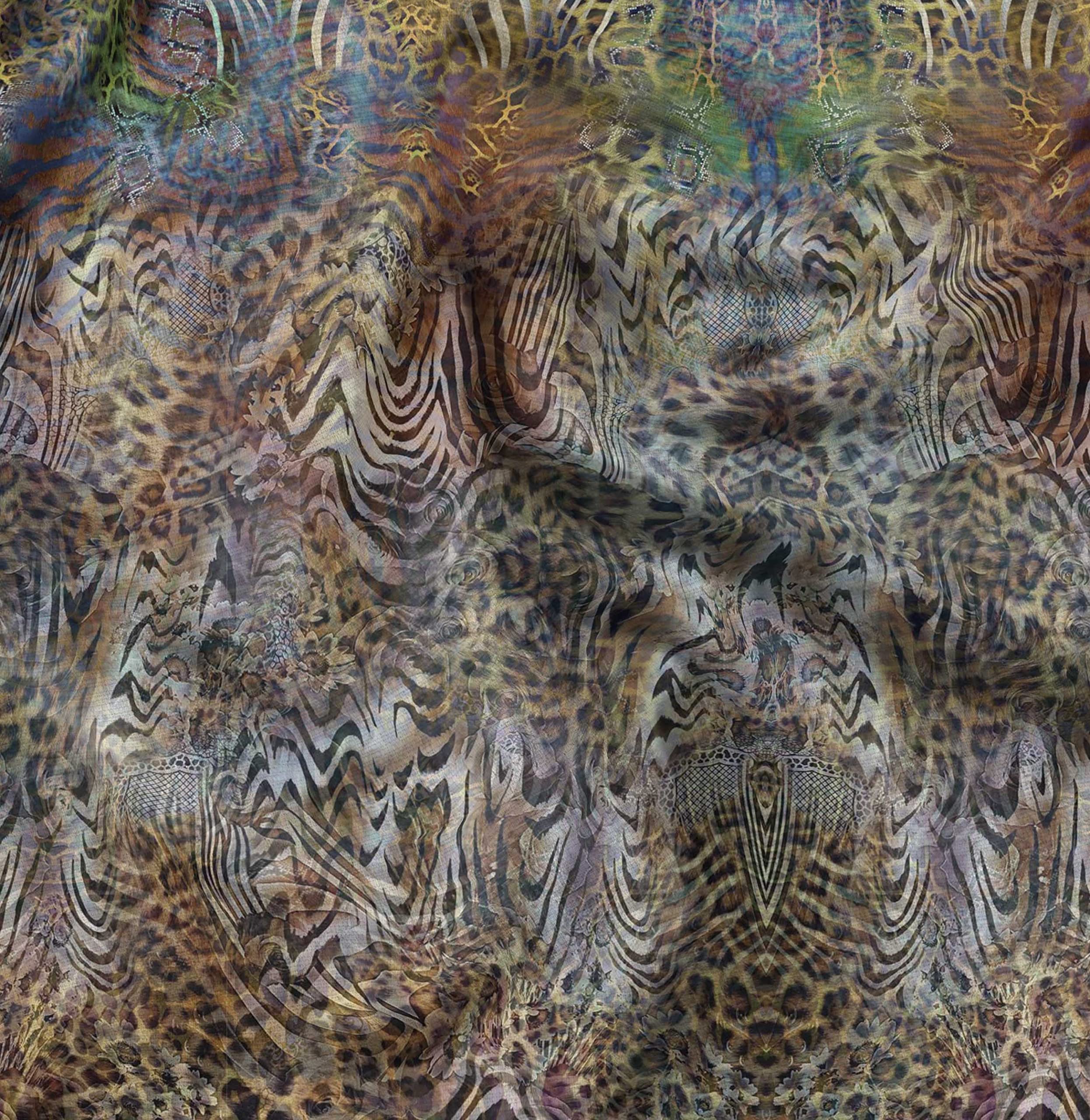 Soimoi Moss Georgette Brown Fabric by The Yard - 42 Inch Wide Leopard Print Animal Skin Textile - Stylish Trendy Printed Fabric for Dresses, Blouses, Scarves & DIY Fashion Projects
