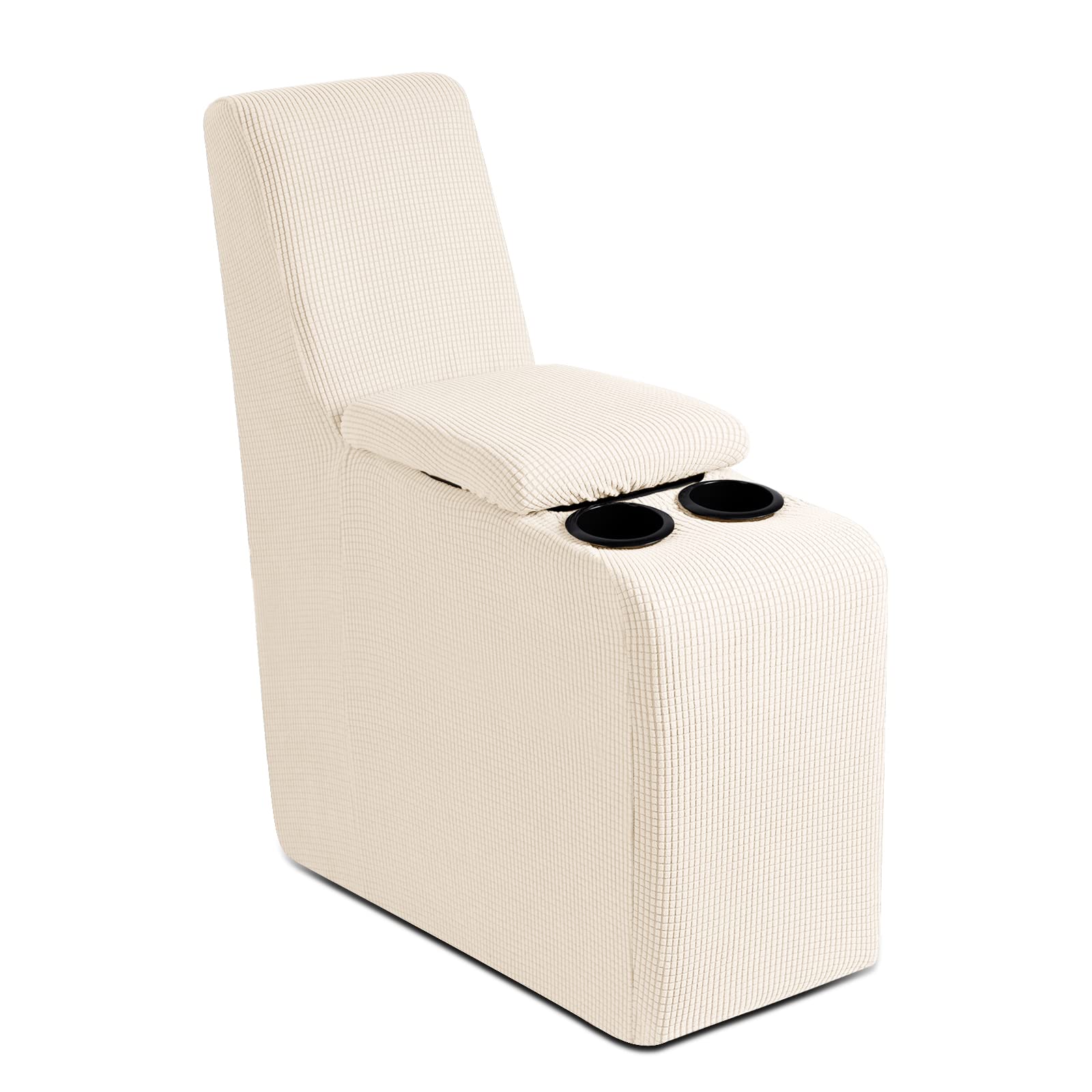 TAOCOCO Stretch Jacquard Recliner Console Cover - Beige Sofa Armrest Protector for Reclining Couches & Chairs | Durable Middle Console Cover for Living Room, Home Theater & Office Use