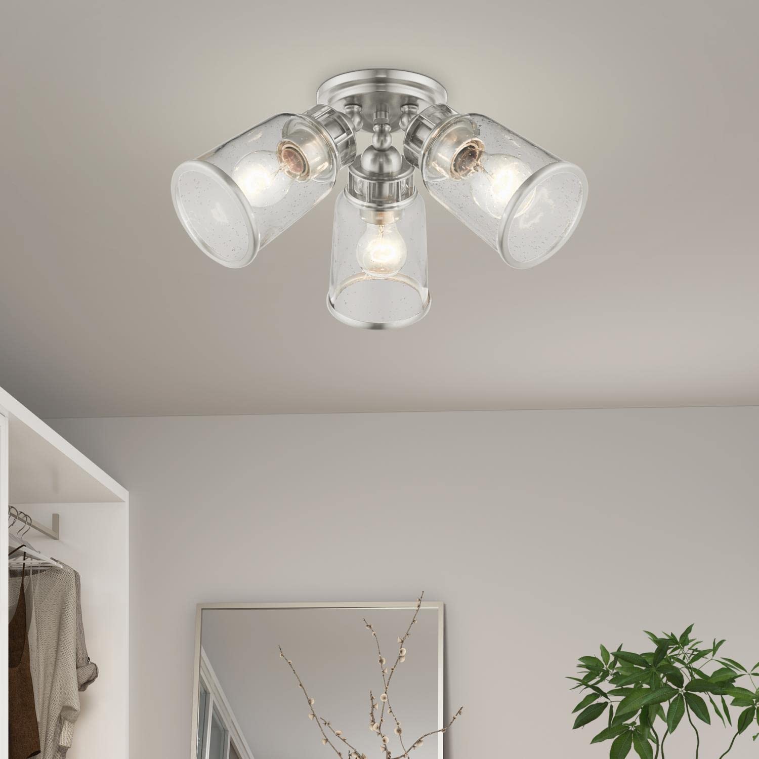 Livex Lighting Lawrenceville 3-Light Brushed Nickel Ceiling Mount Fixture - Perfect for Bedroom, Living Room & Dining Room Lighting