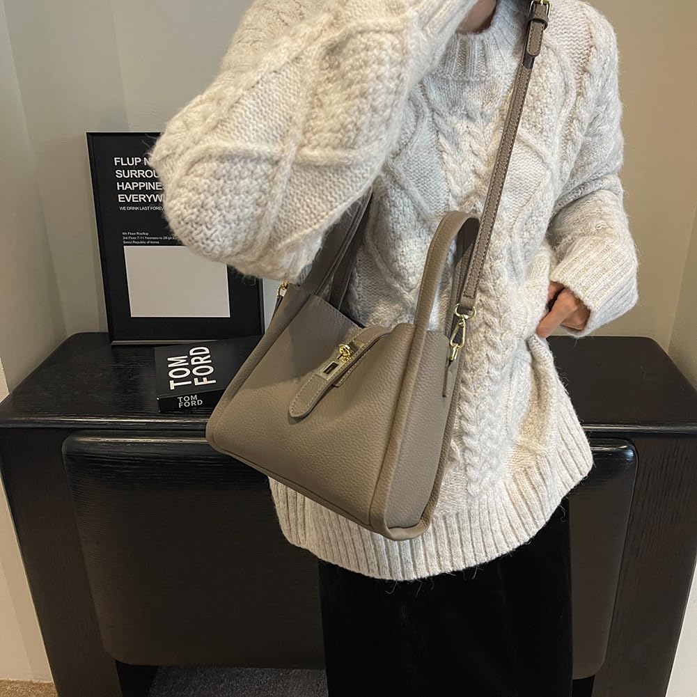 Stylish Leather Crossbody Bucket Bag for Women - Vintage Small Shoulder Purse with Detachable Pouch | Perfect for Everyday Use, Travel & Date Nights
