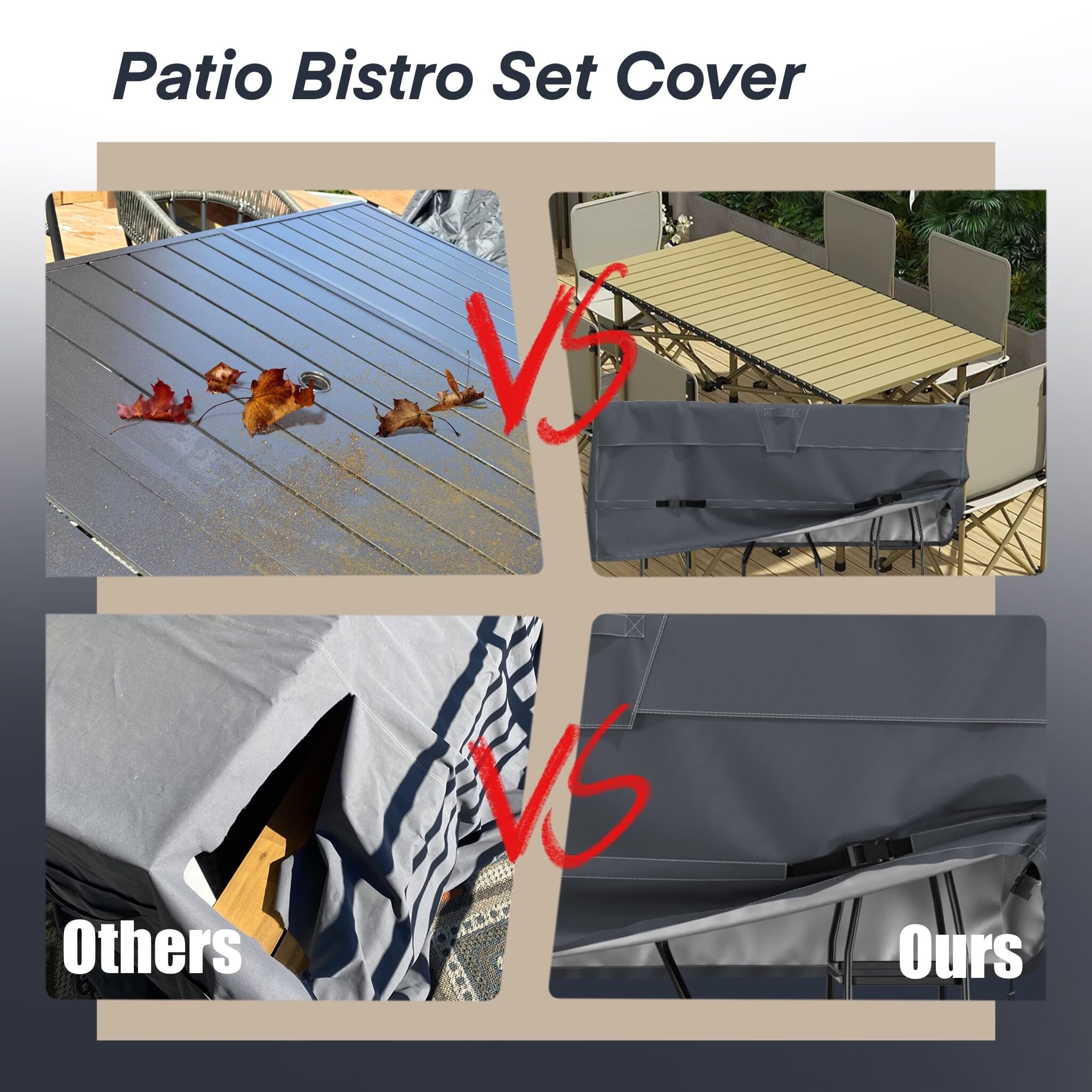 Heavy Duty Waterproof Outdoor Bistro Set Cover 80 Inch - All Weather Protection Patio Furniture Cover with Air Vents (80