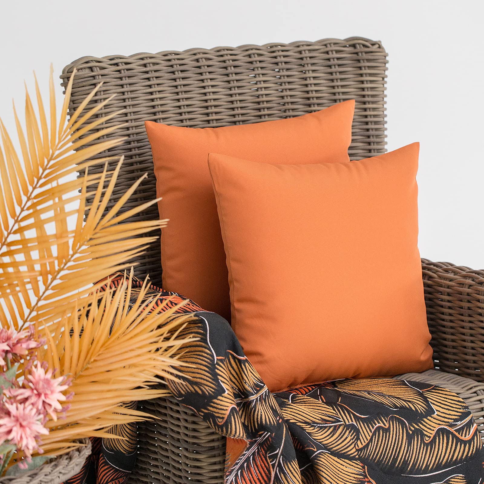 JMGBird Outdoor Pillows Set of 2 - 18×18 Inch Waterproof Patio Throw Pillows with Insert - All-Weather Cushions for Garden, Poolside, Deck & Porch Furniture