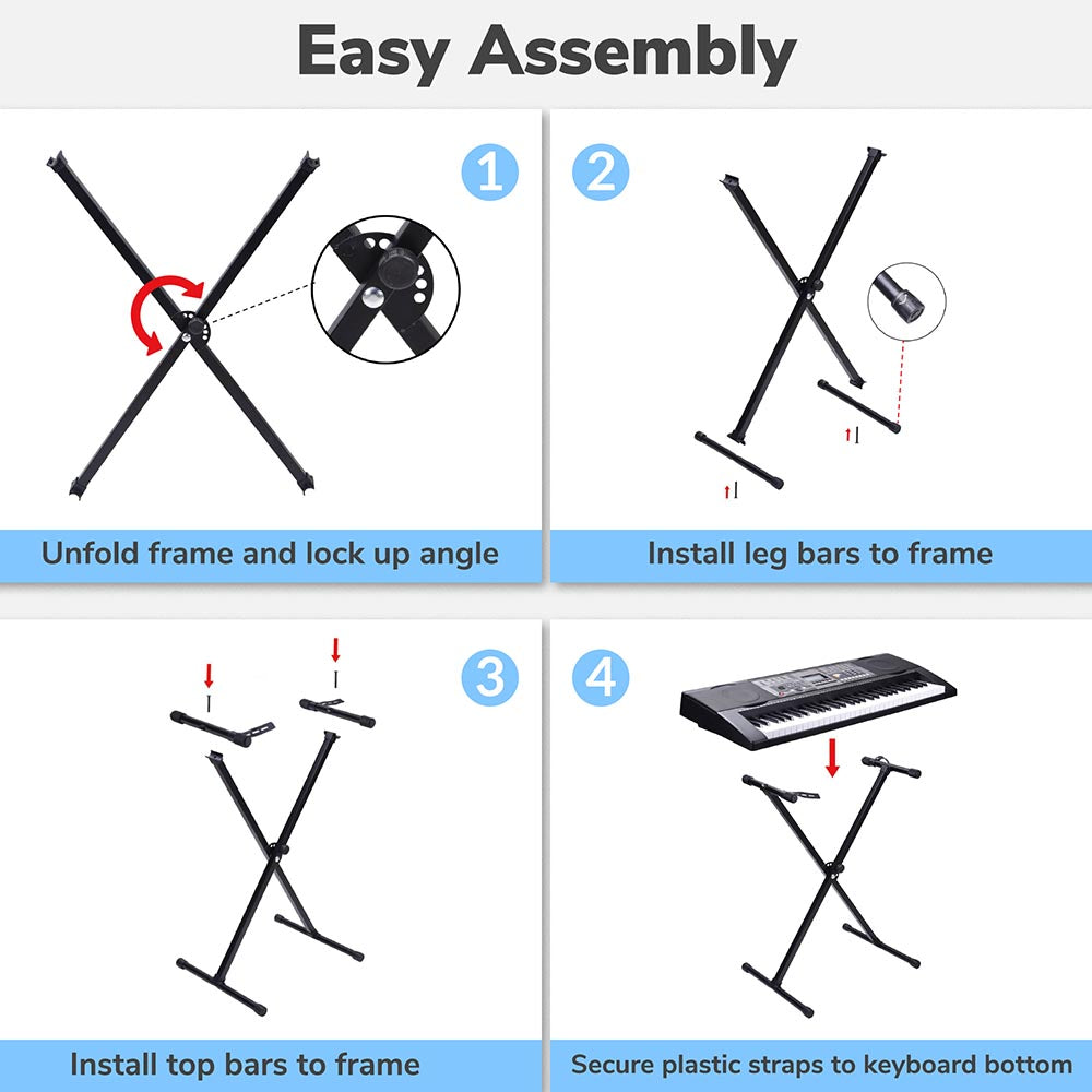 Adjustable X-Style Keyboard Stand for Piano & Synthesizer - Portable & Sturdy Music Stand for Home, Studio & Live Performances