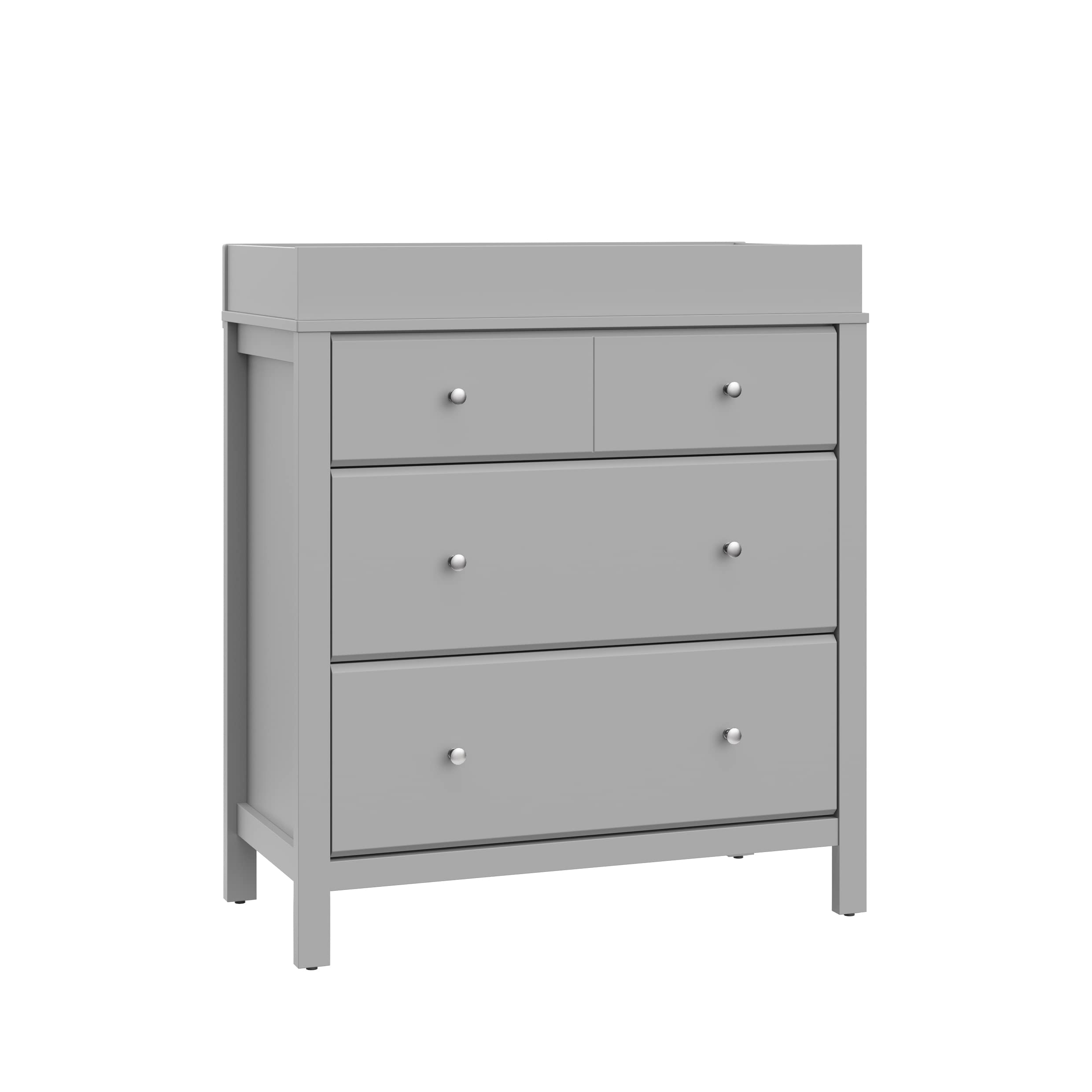 Storkcraft Horizon 3-Drawer Nursery Dresser with Changing Table Topper - Pebble Gray | GREENGUARD Gold Certified Baby Furniture | Removable Changing Pad for Nursery & Kids Bedroom | Perfect for Diaper Changes & Baby Clothes Storage