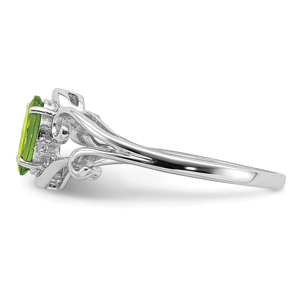 925 Sterling Silver Oval Peridot & Diamond Ring for Women | Elegant Fine Jewelry Gift for Her | Perfect for Anniversaries, Birthdays & Special Occasions