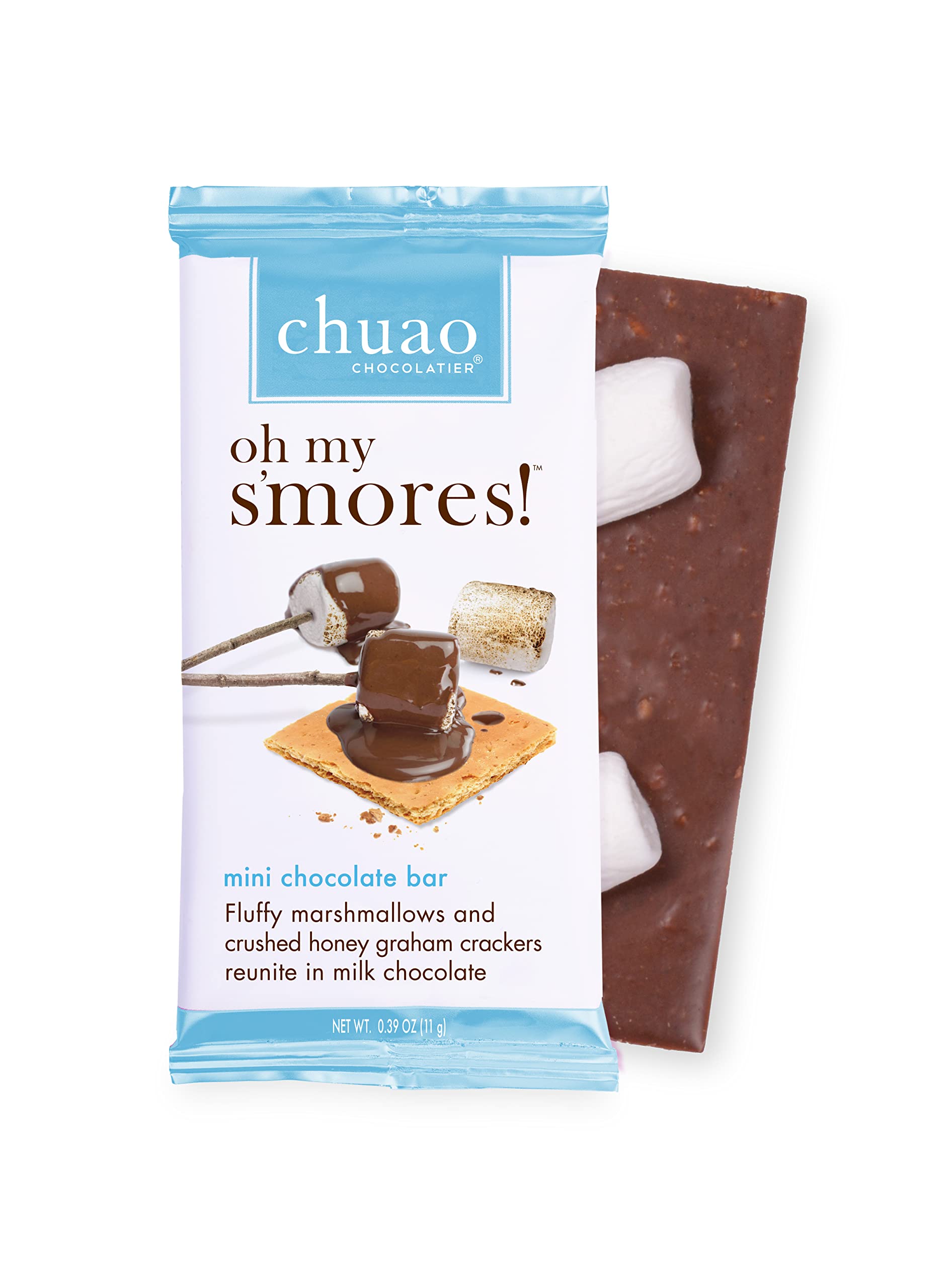 Chuao Chocolatier Oh My S'mores Milk Chocolate Mini Bars 100-Pack (0.39oz Each) - Gourmet Chocolate Gift for Birthdays, Thank You Gifts, Care Packages & Holiday Baskets | Perfect for Parties, Office Treats & Sweet Snacking