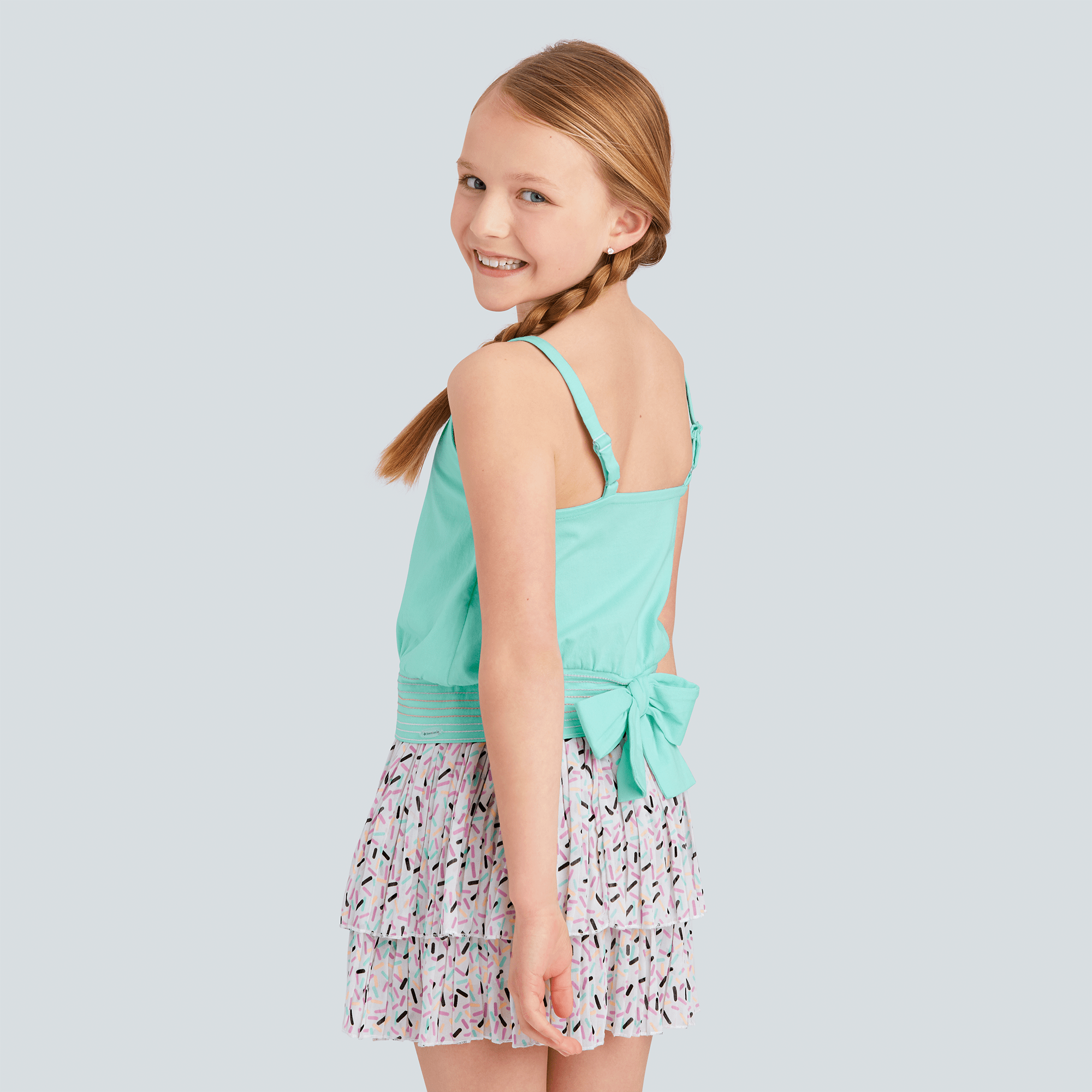 Girls Mint Green Sweetheart Neck Tank Top - Soft & Breathable Summer Casual Wear for Kids