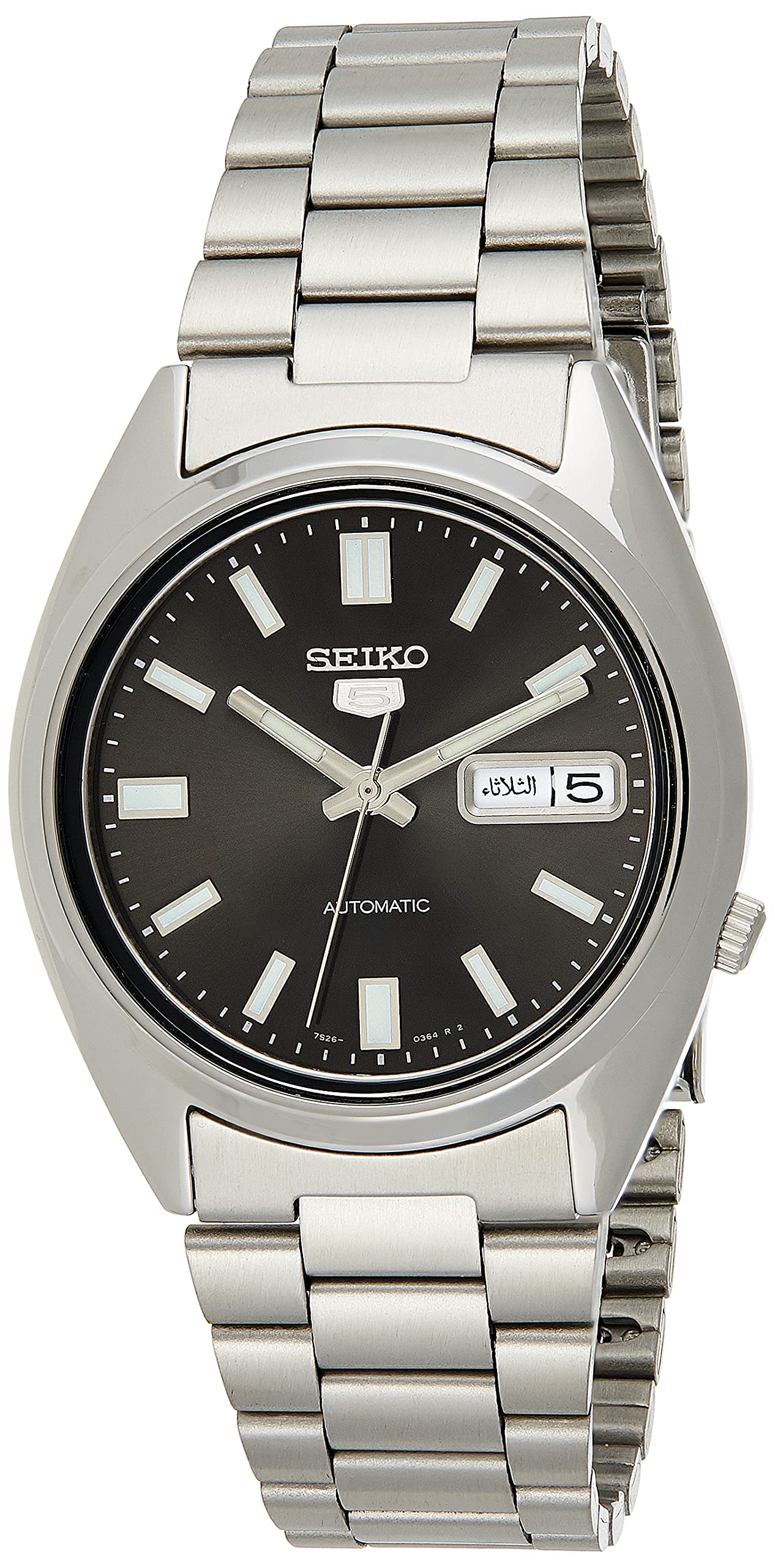 Seiko 5 Automatic Men's Watch - Stainless Steel Case & Bracelet, Day-Date Display, Water Resistant - Perfect for Business, Casual Wear & Everyday Use