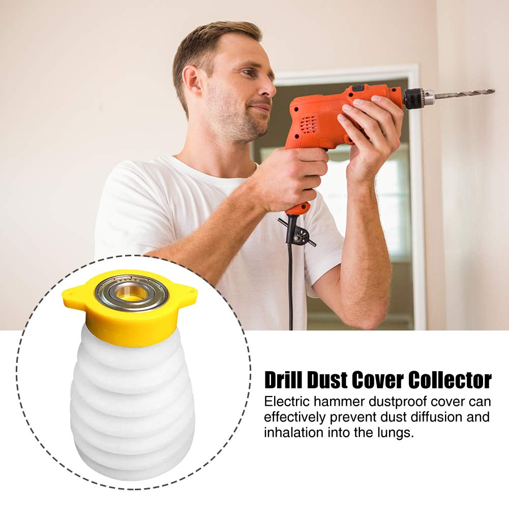 Electric Drill Dust Collector Cover - Silicone Dustproof Cover with 5 Sealing Rings for 150mm Hammer Drills | Power Tool Accessories for Cleaner DIY & Construction Work