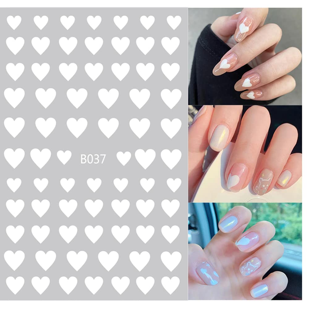 8 Sheets Heart Love Nail Art Stickers - 3D Self-Adhesive Nail Decals for Women, Girls & Kids | DIY Manicure Tips, Charms & Nail Art Decorations | Perfect for Valentine's Day, Parties & Special Occasions