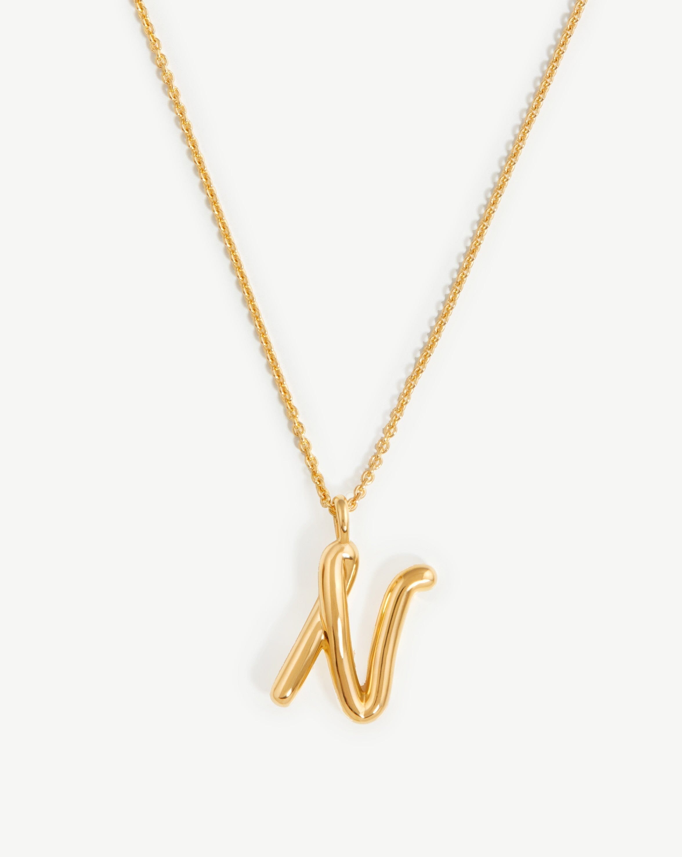 Curly Molten Initial Pendant Necklace - Personalized 18k Gold Vermeil Jewelry for Women | Elegant Gift for Birthday, Anniversary & Valentine's Day