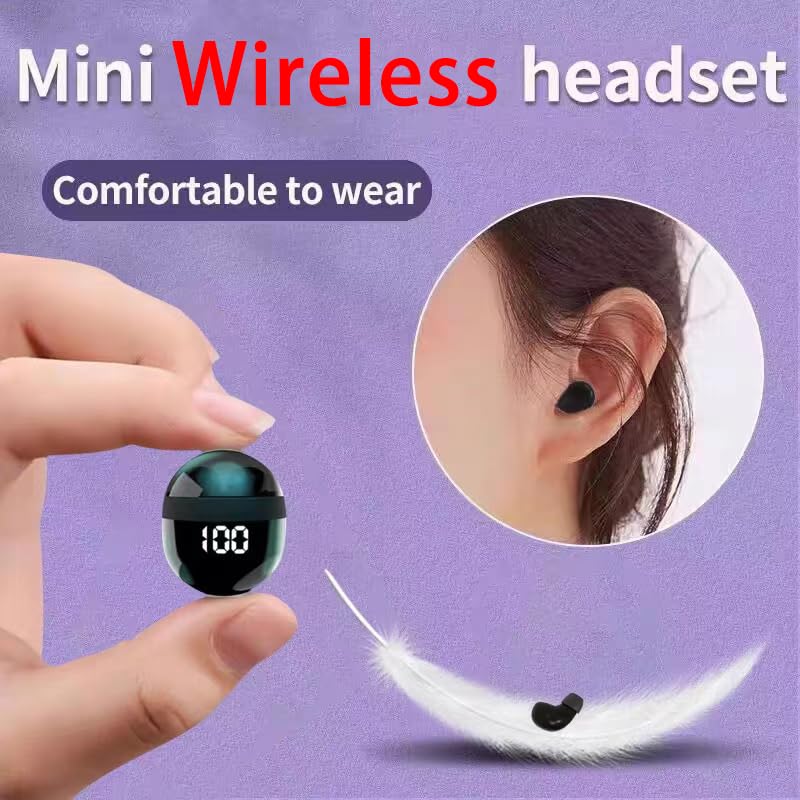 Mini Invisible Wireless Bluetooth Earbuds - IPX5 Waterproof Sleep Earphones for Small Ear Canals - Noise Blocking Sleepbuds for Sleeping, Working, Music & Travel - Perfect for Side Sleepers, Office Use & Daily Commute