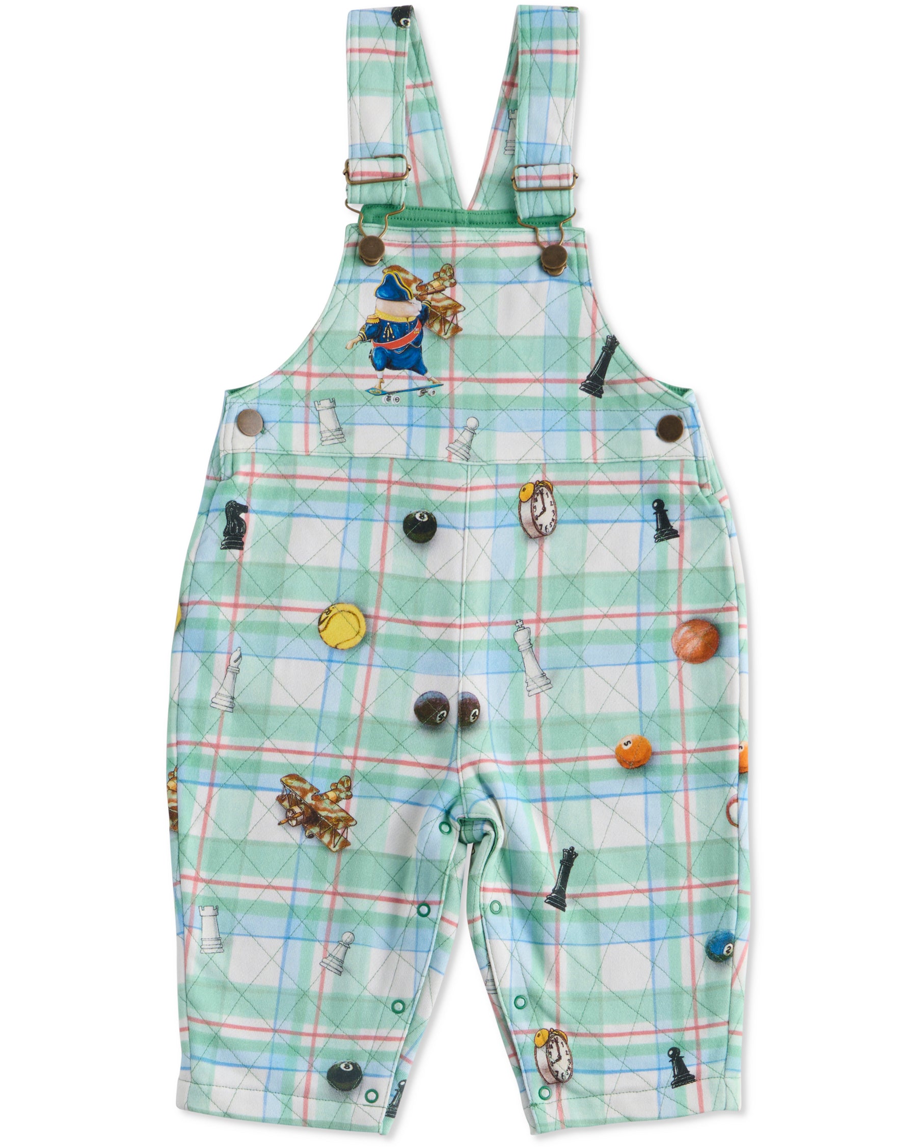 Kip&Co x Eleventh Hour Snookered Tartan Organic Cotton Quilted Fleece Overalls - Cozy Winter Wear for Women, Eco-Friendly Loungewear, Sustainable Fashion for Home & Outdoor Activities