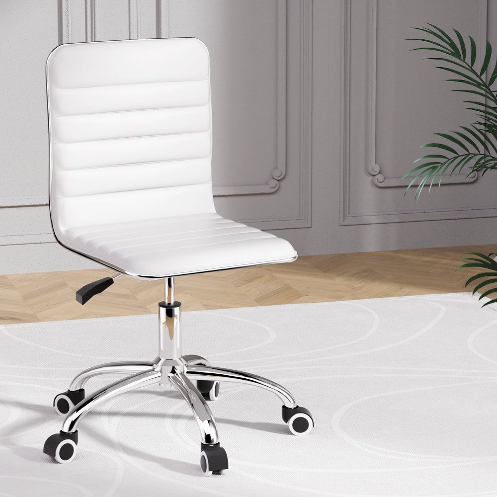 Artiss Office Chair - Ergonomic Computer Desk & Gaming Chair with PU Leather, Low Back Support, White - Perfect for Home Office, Gaming & Workspace