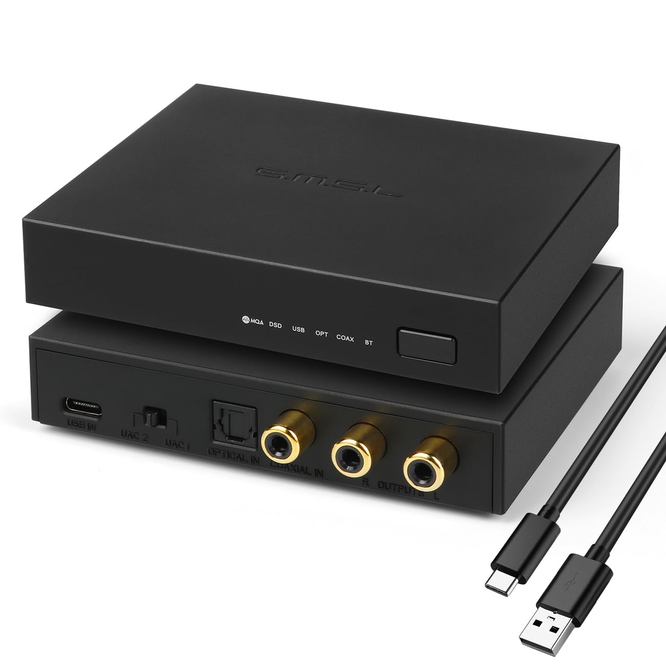 SMSL PS200 ES9039Q2M XU316 USB DAC Converter - 32Bit/768kHz DSD512 MQA/MQA-CD Digital to Analog Audio Adapter with USB/Optical/Coaxial to RCA Output for PC, Phone, PS5, Nintendo Switch & Home Theater System - Perfect for Gaming, Music Streaming & Hi-Fi Audio Setup
