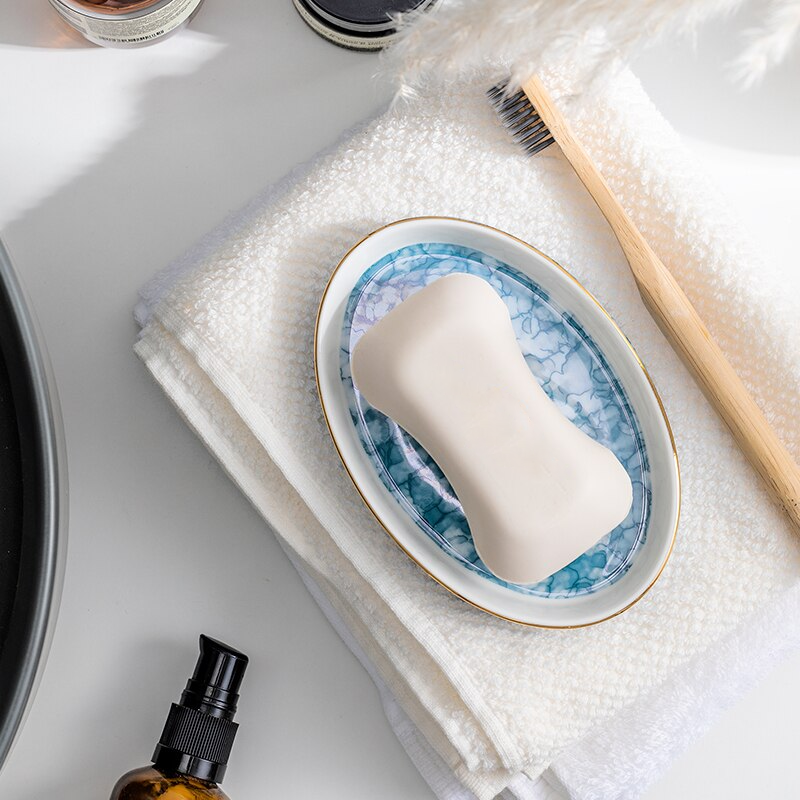 Julia Ceramic Porcelain Soap Dish - Elegant Bathroom Organizer for Sink Countertop, Shower & Vanity | Perfect for Home, Hotel, Spa Decor