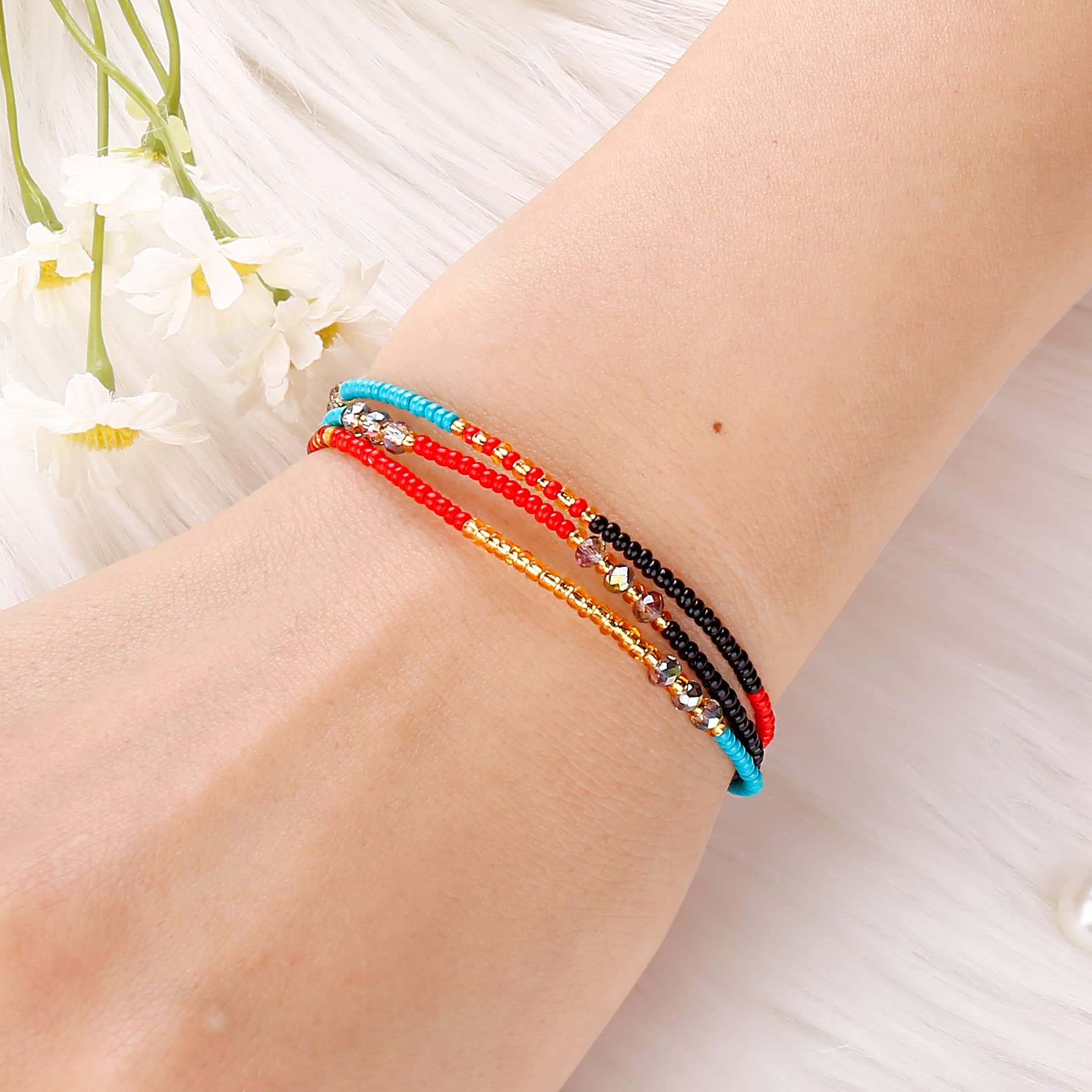 Boho Beaded Ankle Bracelet for Women - Colorful Handmade Summer Love Anklet Jewelry | Perfect for Beach Vacations, Music Festivals & Boho Fashion