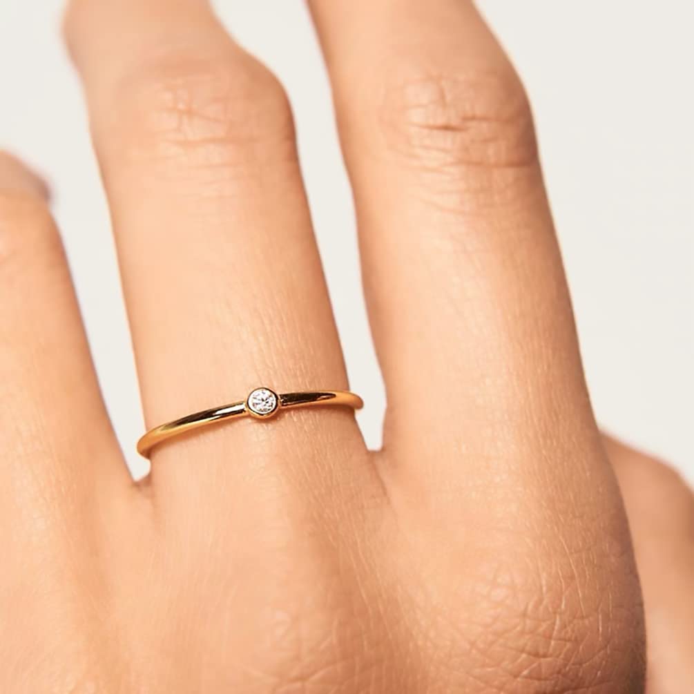 TOBENY 14K Gold Stackable Rings for Women - 3 Piece Set, Plain Band & Cubic Zirconia Statement Rings, Size 4-10, Perfect for Everyday Wear, Stacking, Weddings & Special Occasions