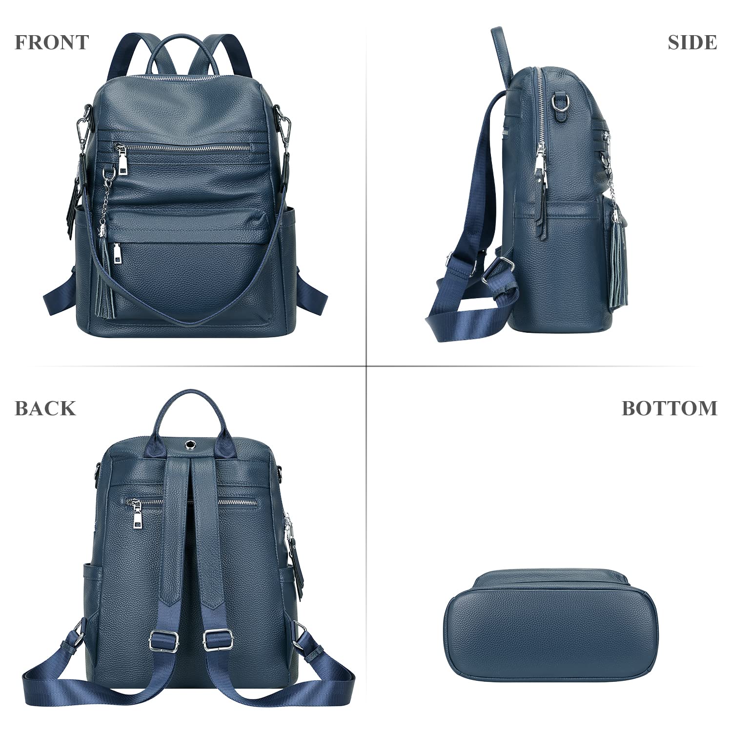 ALTOSY Genuine Leather Backpack for Women - Convertible Shoulder Bag & Crossbody Purse - Soft Large Daypack for Work, Travel & Casual Outings