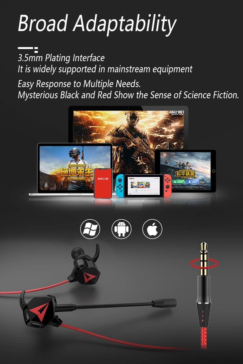 Battle Buds Pro Wired Gaming Headset with Dual Microphone - Noise Cancelling In-Ear Earphones with Mute & Volume Control for Mobile Gaming, PC, PS5, Xbox Series X/S, Nintendo Switch (Black) - Perfect for Competitive Esports & Late-Night Gaming Sessions