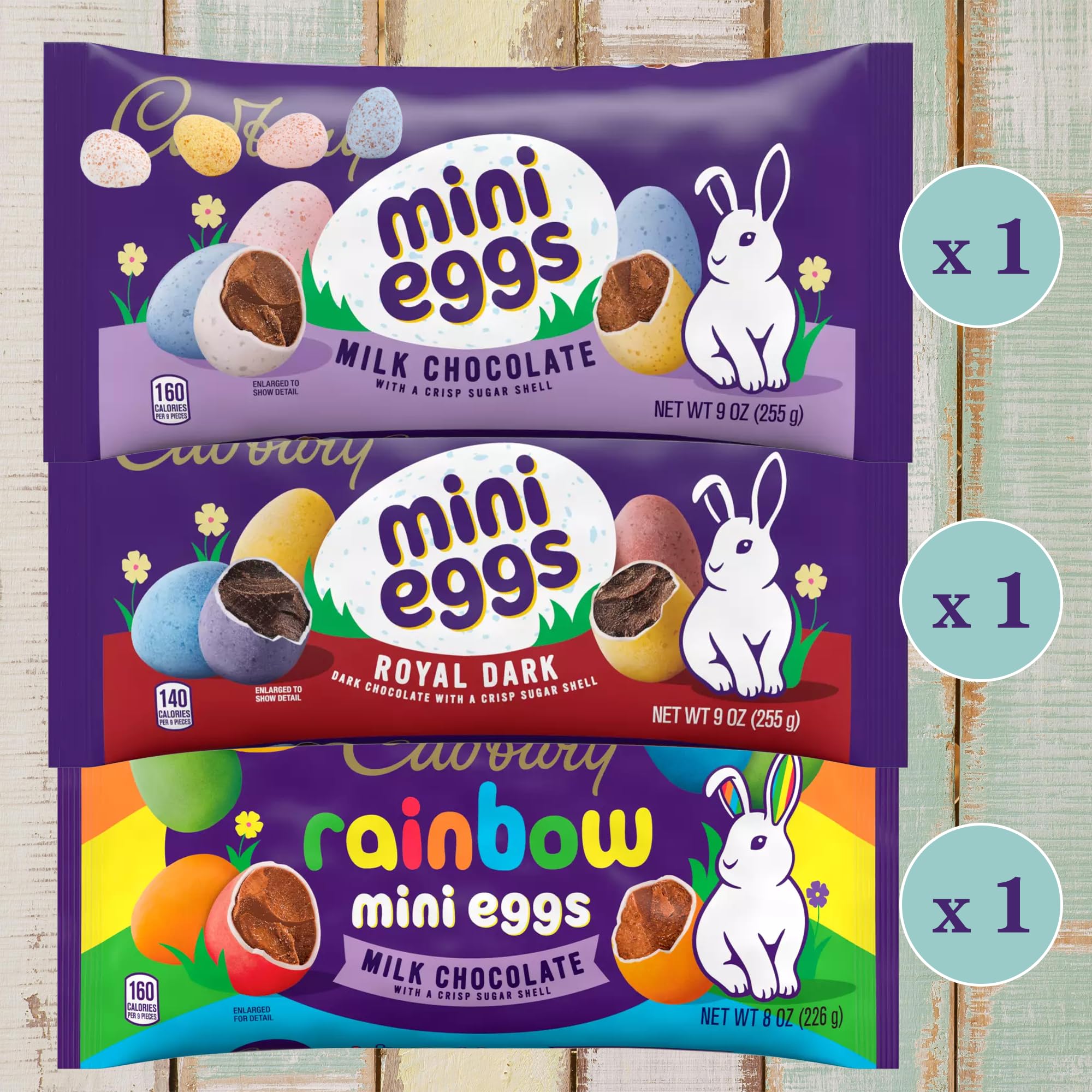 Easter Chocolate Eggs Variety Pack - 3 Types (Rainbow, Milk & Dark Mini Eggs) for Easter Baskets, Party Favors & Holiday Treats