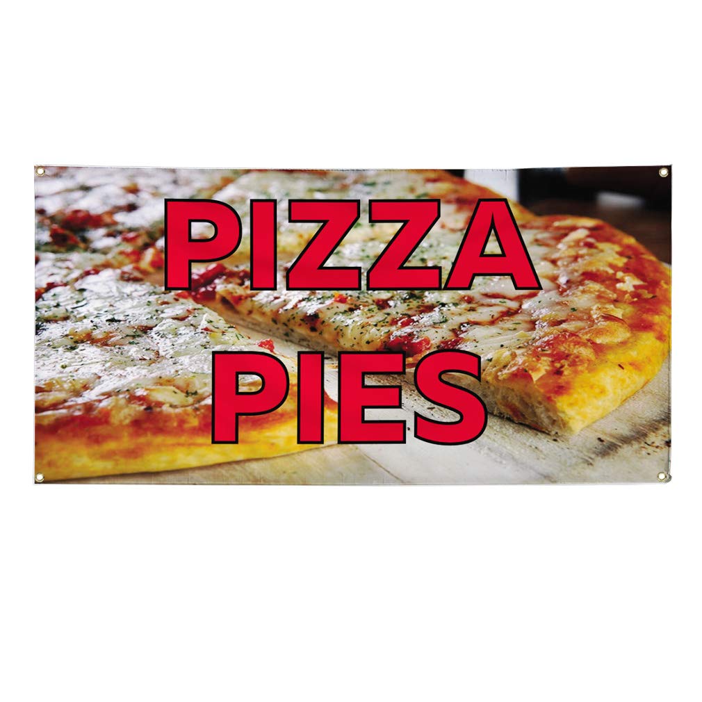Custom Vinyl Banner for Pizza Pies - 60x144 Inches Weatherproof Outdoor Advertising Sign with 10 Grommets - Perfect for Restaurants, Food Trucks & Yard Sales (Multiple Sizes Available)