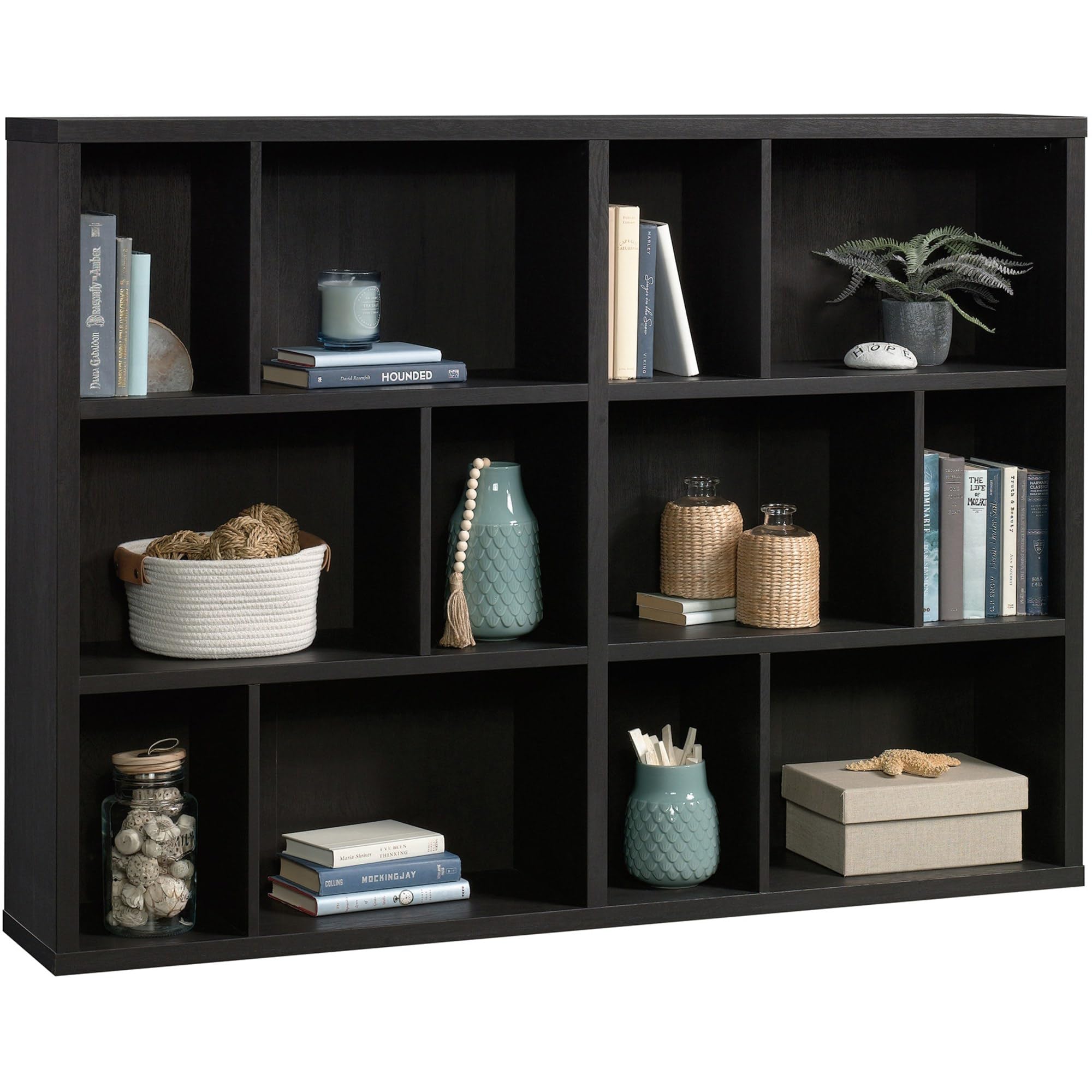 Sauder Modular Cube Storage Bookcase - Raven Oak Finish, Display Shelf for Books, Toys & Home Decor - Perfect for Living Room, Office & Kids Room Organization