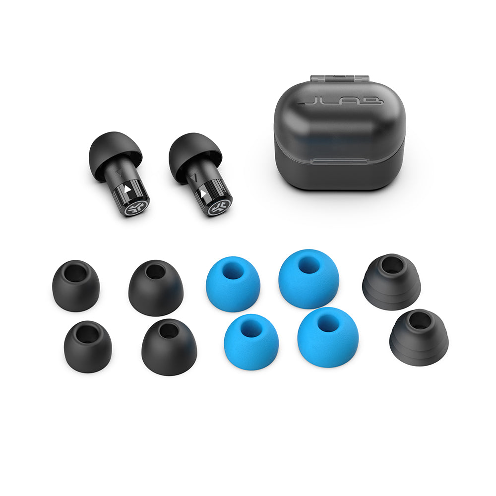 JBuds Protect Black Wireless Earbuds - Noise Cancelling, Bluetooth 5.0, IPX5 Waterproof for Gym, Running, Workout & Travel