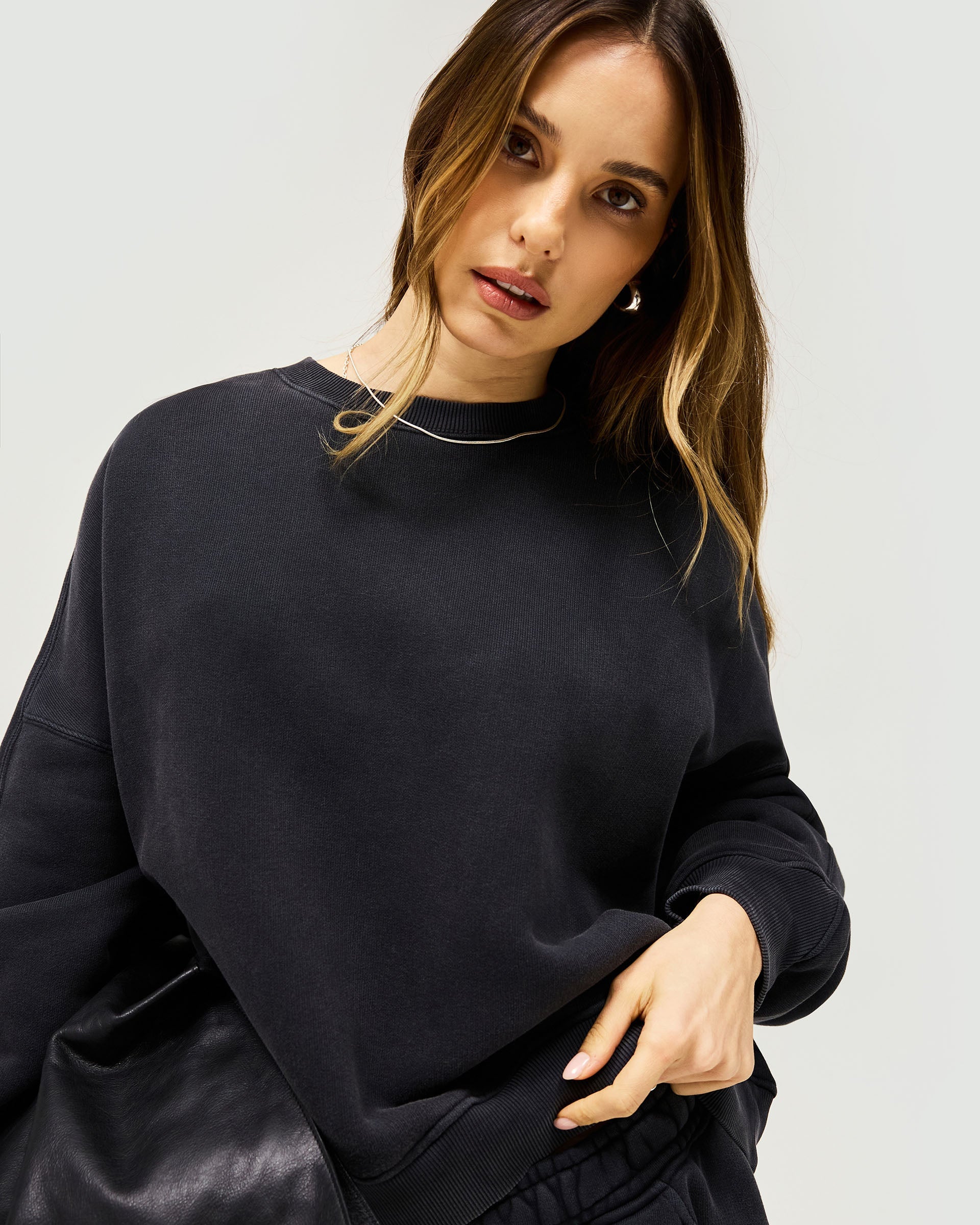 Initial V Notch Sweater - Washed Black | Stylish Casual Pullover for Men | Perfect for Fall & Winter Outfits