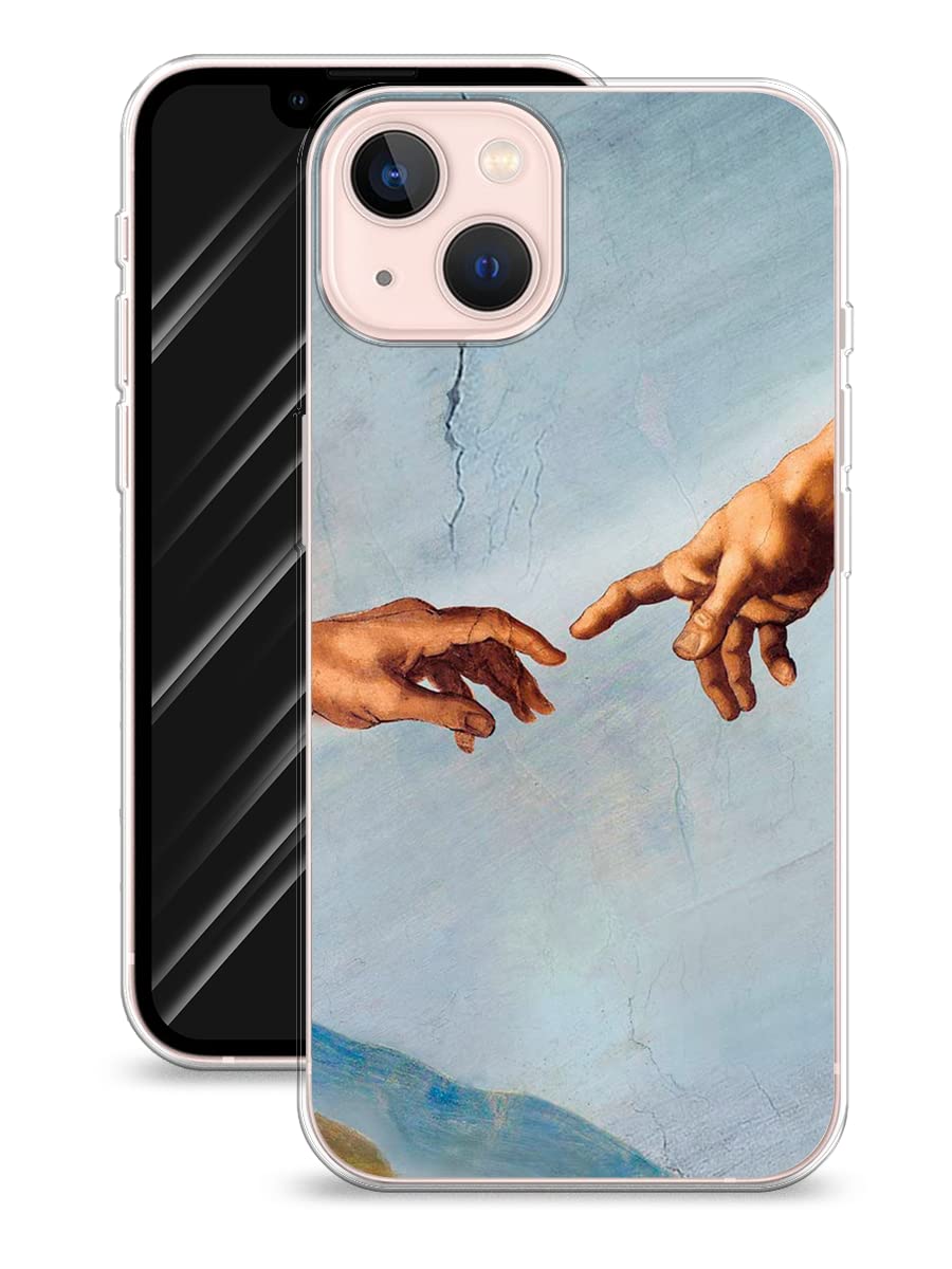 Premium Shockproof iPhone 13 Case with Adam's Creation Print - Slim Silicone Protective Cover Compatible with Wireless Charging - Perfect for Daily Use, Travel & Outdoor Activities