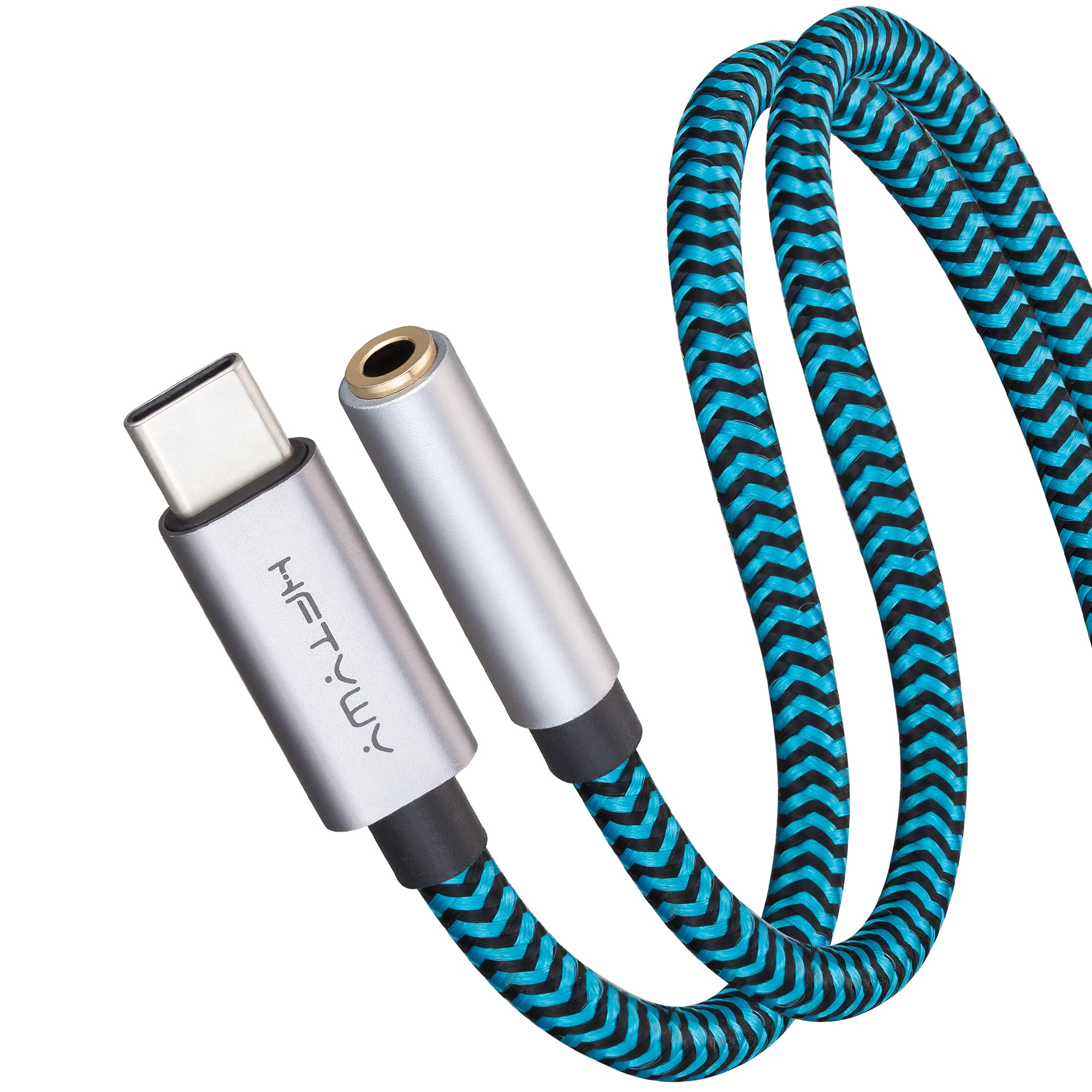 USB C to 3.5mm Headphone Adapter Cable 1ft - Hi-Res DAC Audio Dongle - USB Type C to AUX Jack Converter for iPhone, Android, Car Stereo, Headphones, Tablets - Perfect for Travel, Commuting & Home Audio