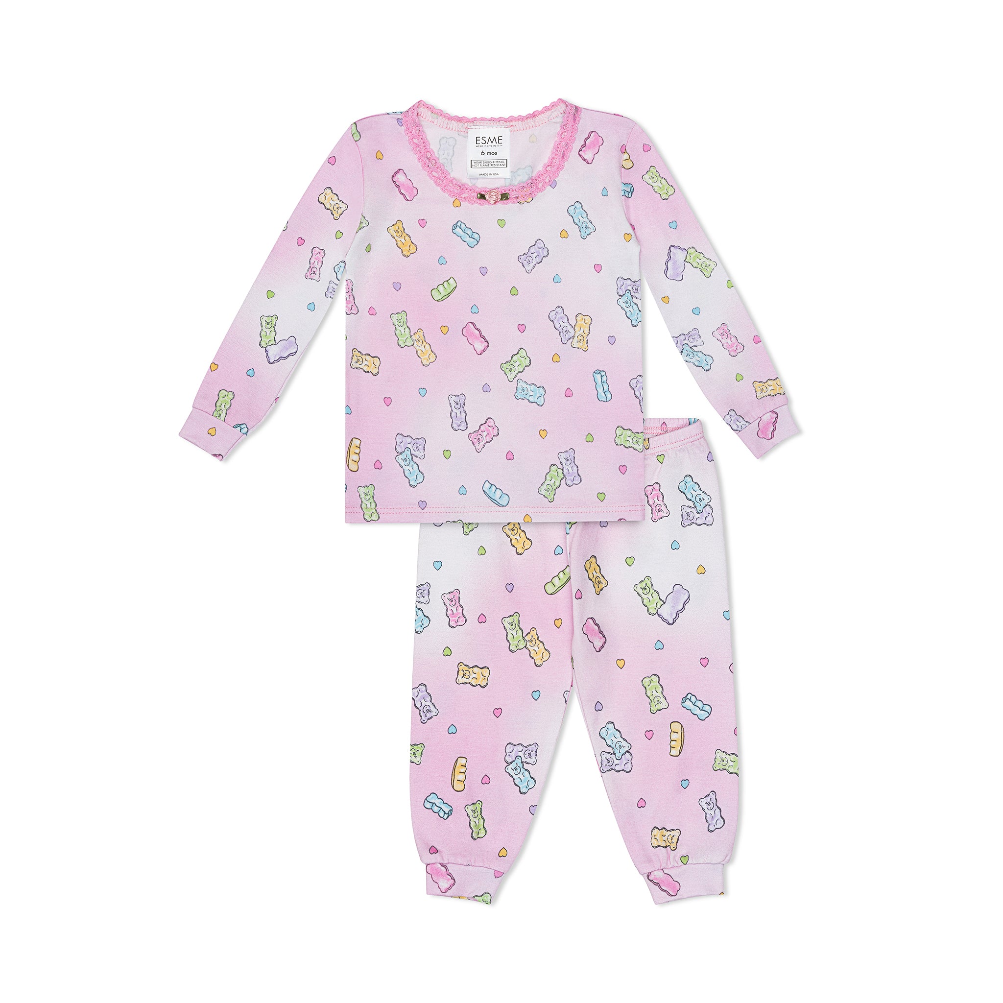 Cute Candy Bear Print Full Length Pajama Set for Women - Soft & Comfortable Sleepwear for Cozy Nights & Loungewear