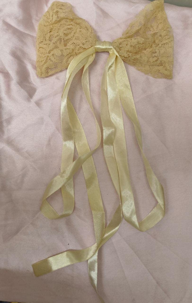 Yellow Hair Ties with Bow Pins - 1 Pack | Soft Elastic Hair Accessories for Women & Girls | Perfect for Ponytails, Braids & Everyday Styling