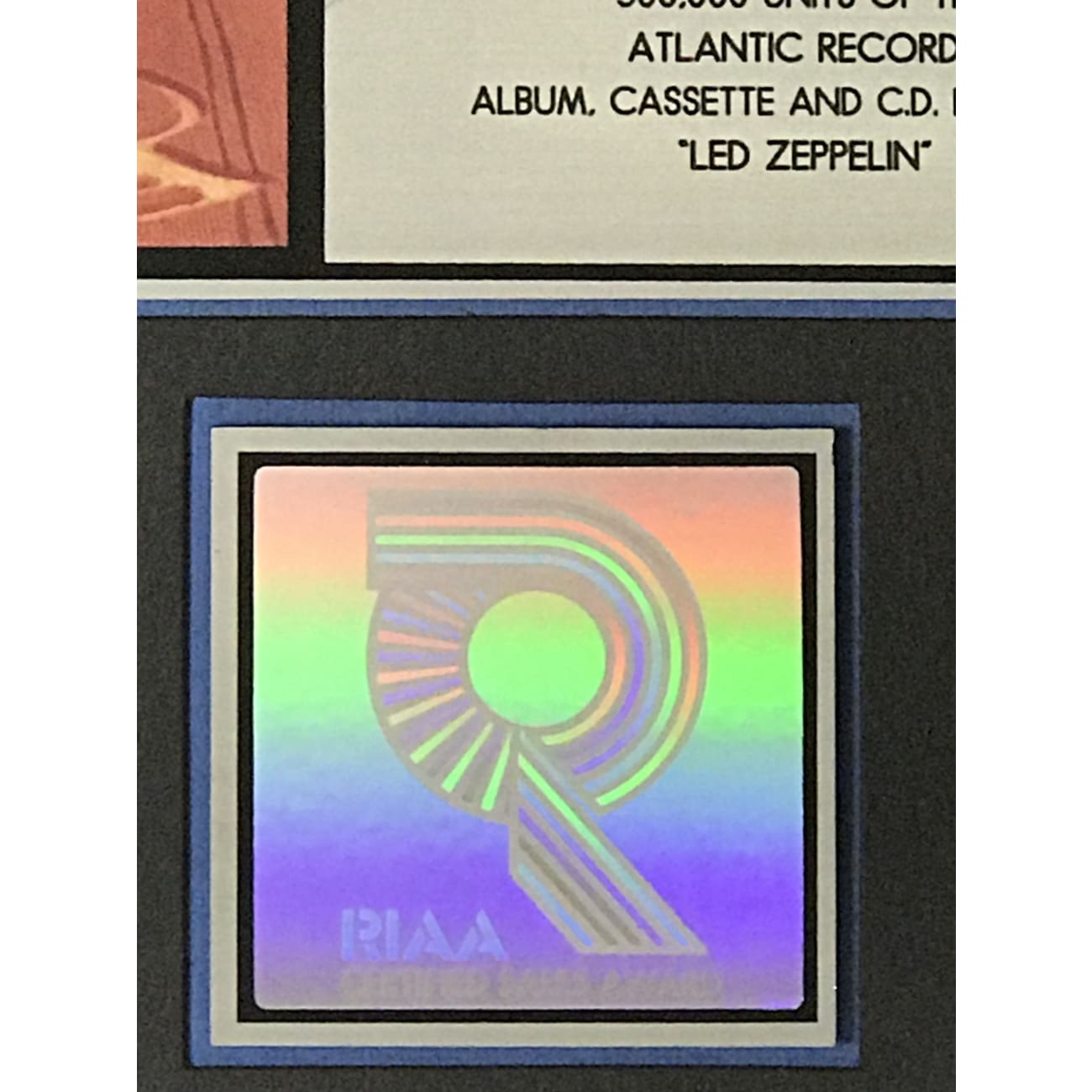 Led Zeppelin (1990) RIAA Certified Platinum LP Award - Vintage Music Collectible for Display & Music Memorabilia Enthusiasts