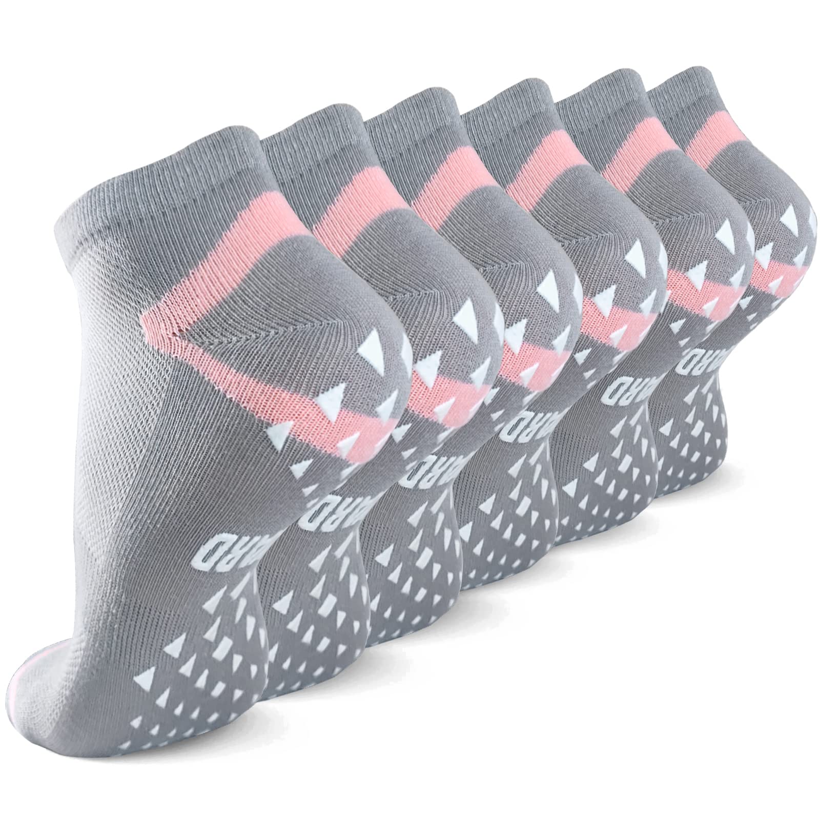NOVAYARD 6 Pairs Non-Slip Yoga Socks for Women - Anti-Skid Pilates, Hospital & Barre Grip Socks - Perfect for Workout, Nursing and Dance Classes
