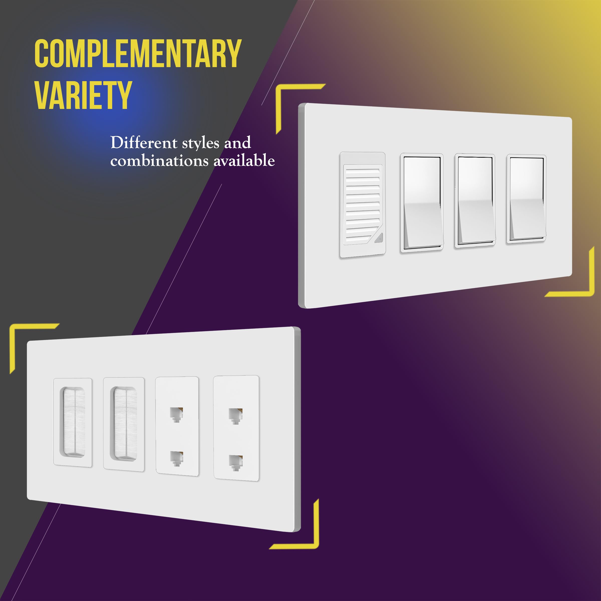 ENERLITES Child-Safe Screwless Decorator Wall Plates - 4-Gang Medium Size (4.88
