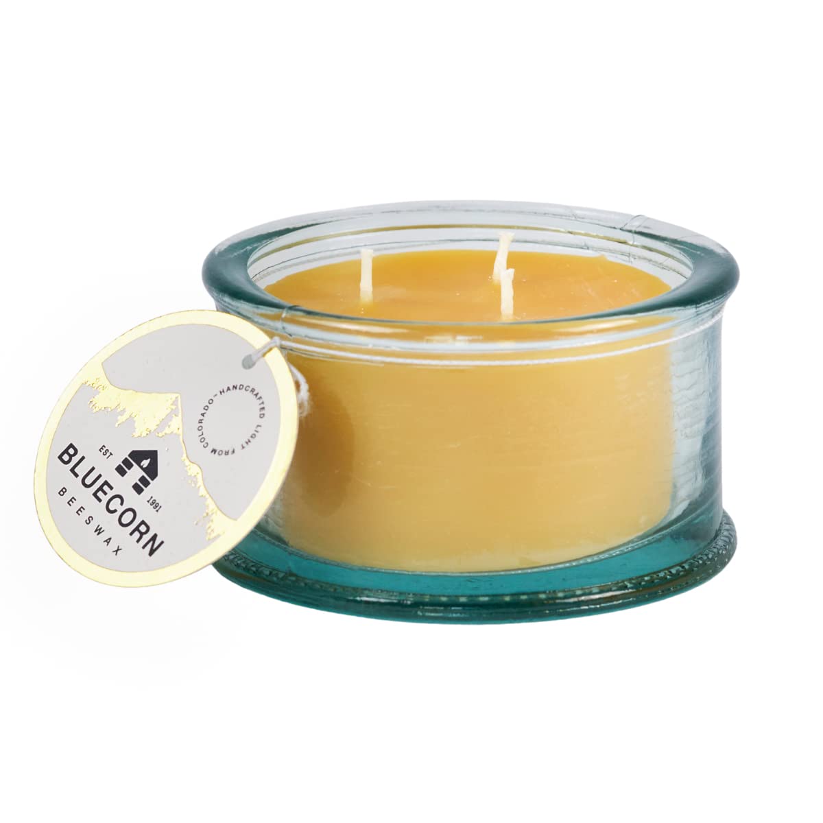 3-Wick Unscented Bluecorn Beeswax Candle in Glass Jar - 100% Pure Natural Handmade Beeswax Candles Made in Colorado USA | Eco-Friendly Home Decor, Meditation & Relaxation Gift
