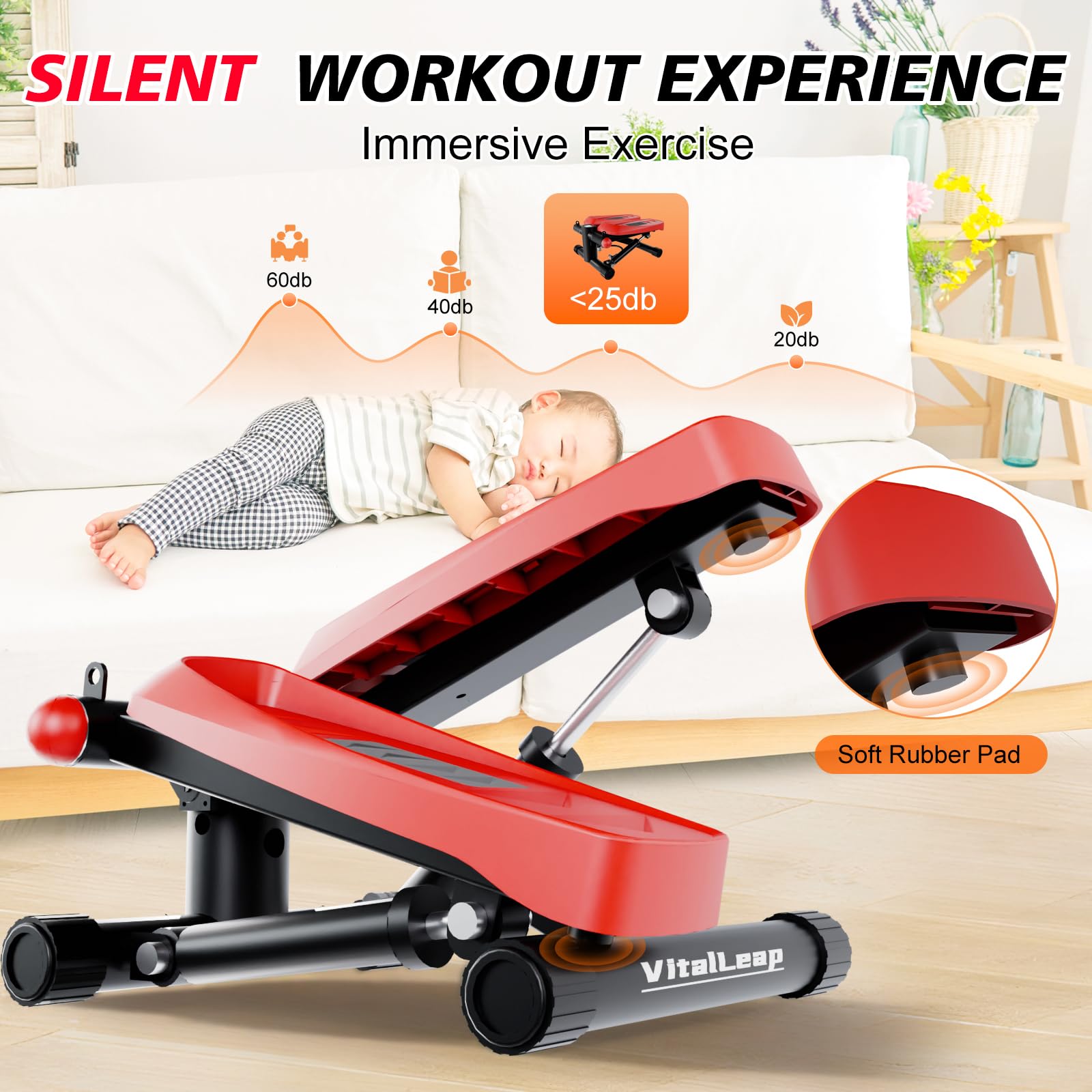**Air-Powered Mini Stepper with Resistance Bands – 330LBS Capacity, LCD Monitor & Super Quiet Design – Home Fitness Equipment for Cardio, Leg & Full-Body Workout**    *(Perfect for Home Gym, Office Workouts, or Low-Impact Exercise – Compact & Portable Stepper Machine for Weight Loss & Toning)*