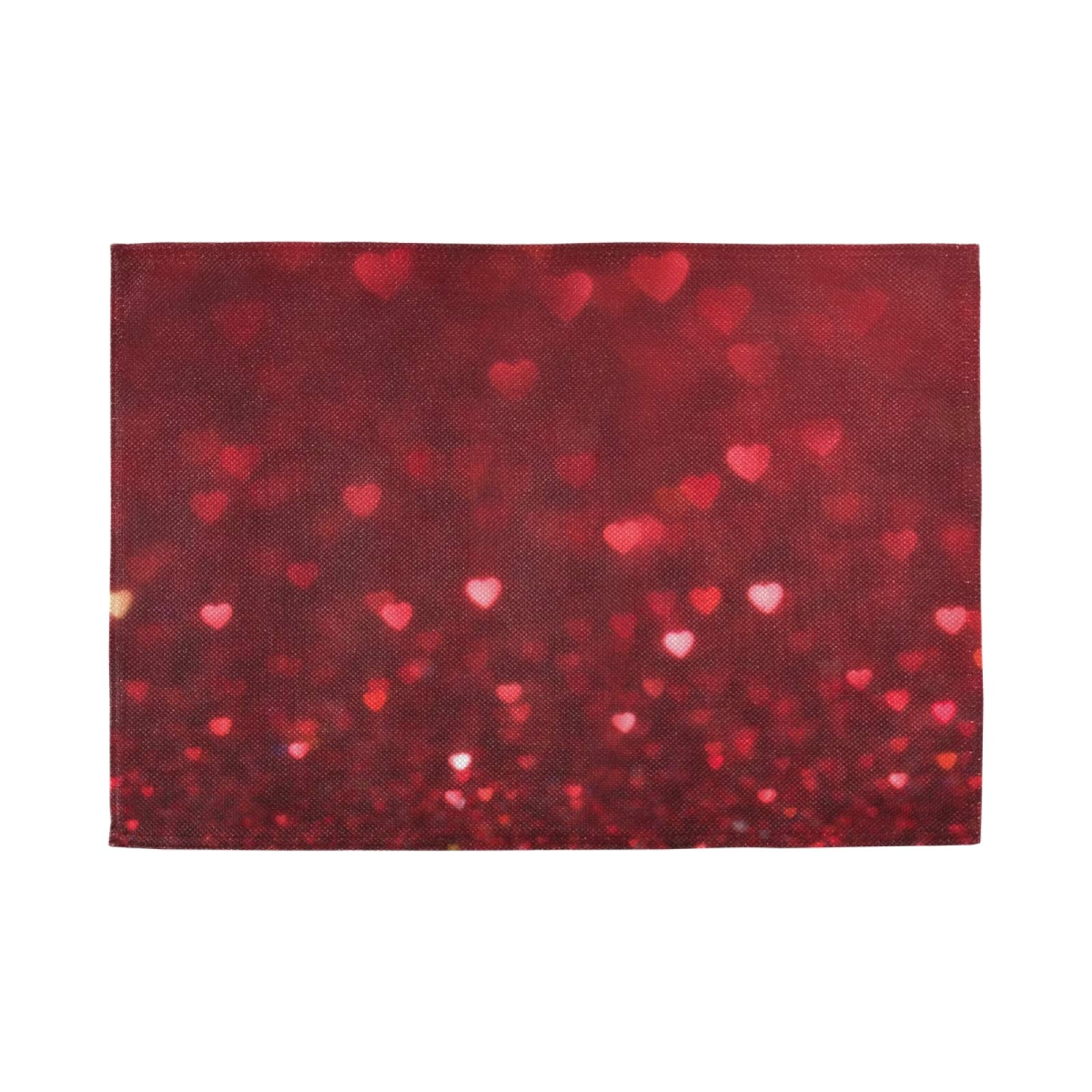 ALAZA Romantic Heart Red Valentine's Day Placemats Set of 4 - Non-Slip Vinyl Dining Table Mats 12x18 Inches for Kitchen & Home Decor - Perfect for Valentine's Dinners, Anniversary Celebrations & Romantic Date Nights