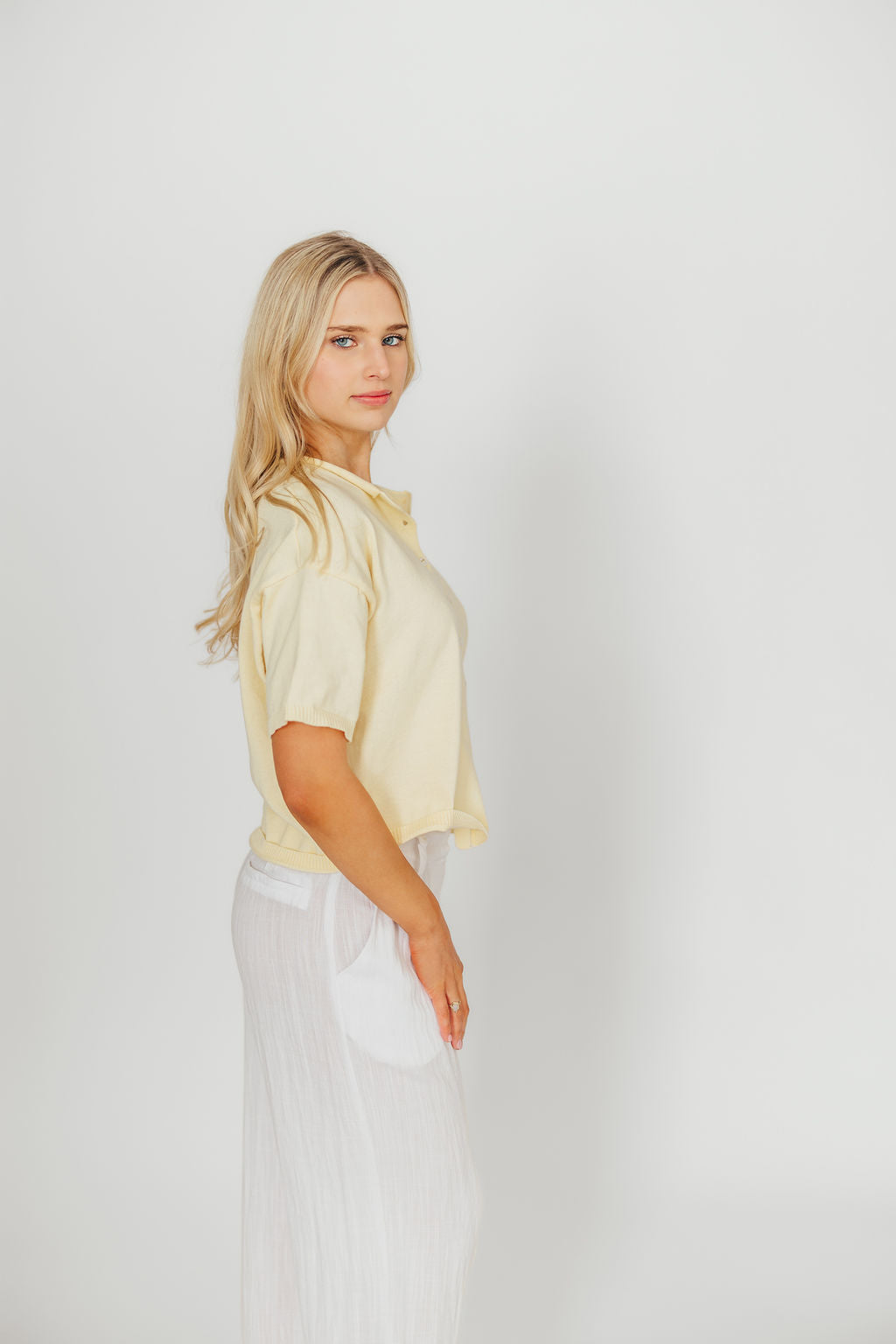 Emeryn 100% Cotton Short Sleeve Knit Cardigan for Women - Soft Butter Yellow Lightweight Summer Cover Up - Perfect for Beach, Office & Casual Outfits