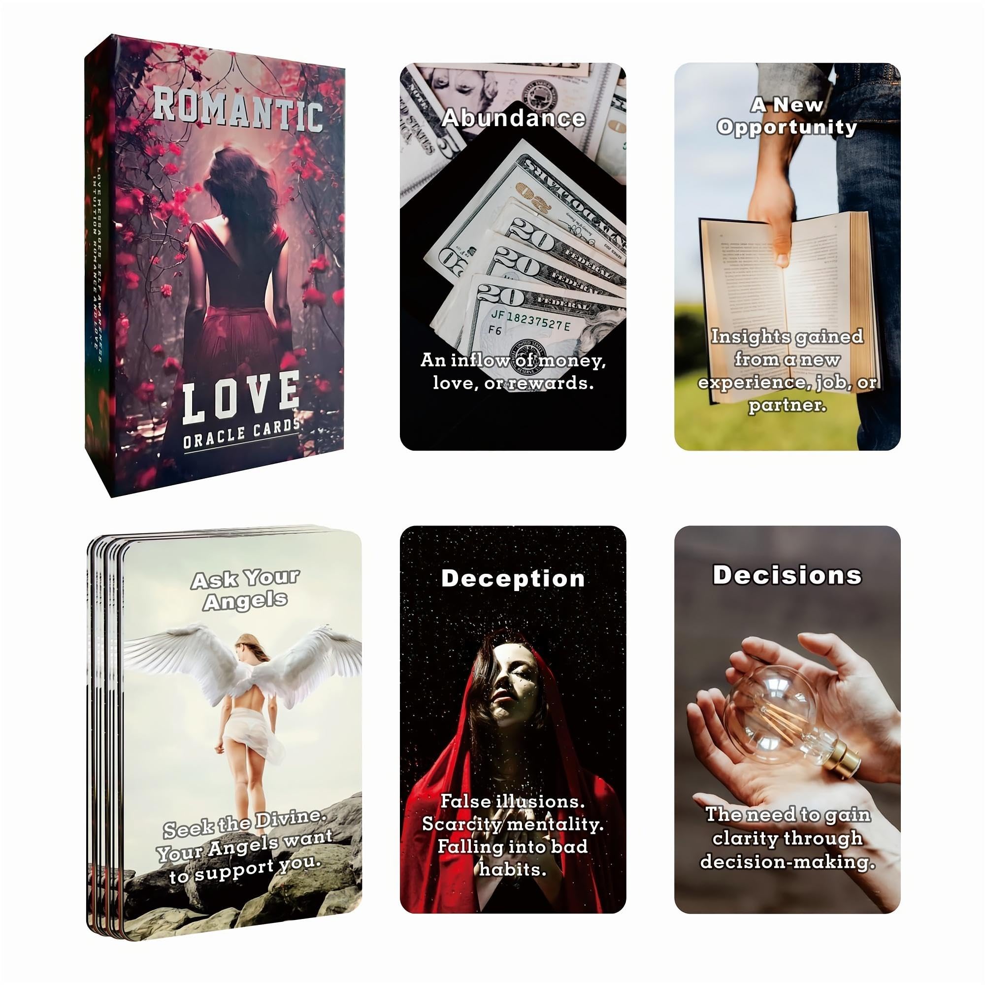 Romantic Love Oracle Cards with Meanings - Han Yu Bowen Love Messages Deck for Self-Awareness & Intuition | Perfect for Relationship Guidance, Couples Therapy, and Spiritual Growth