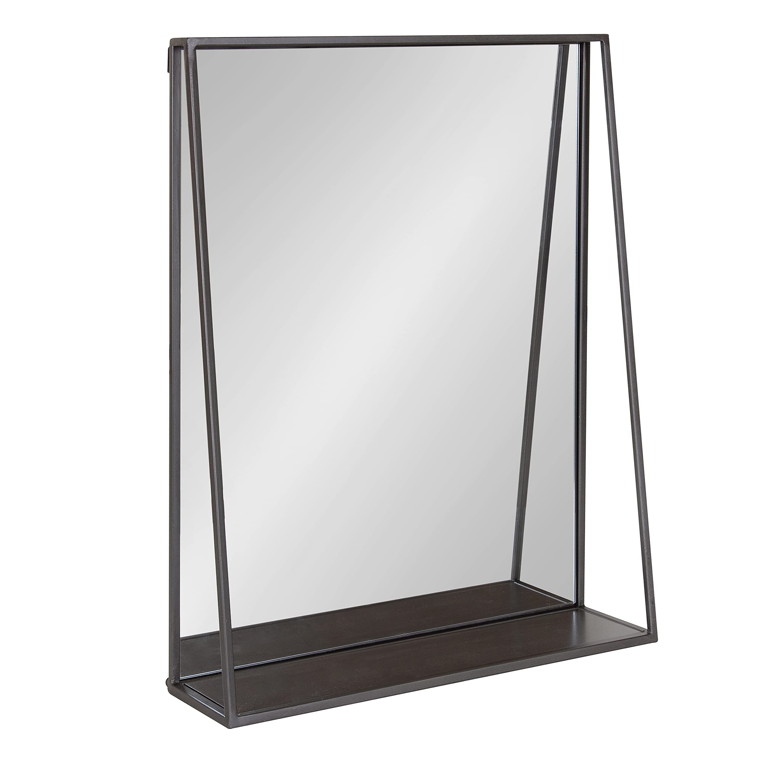 Kate and Laurel Lintz Modern Wall Mirror with Shelf - 18x24 Inches Charcoal Frame - Decorative Transitional Mirror with Storage | Perfect for Entryway, Living Room & Bedroom Decor