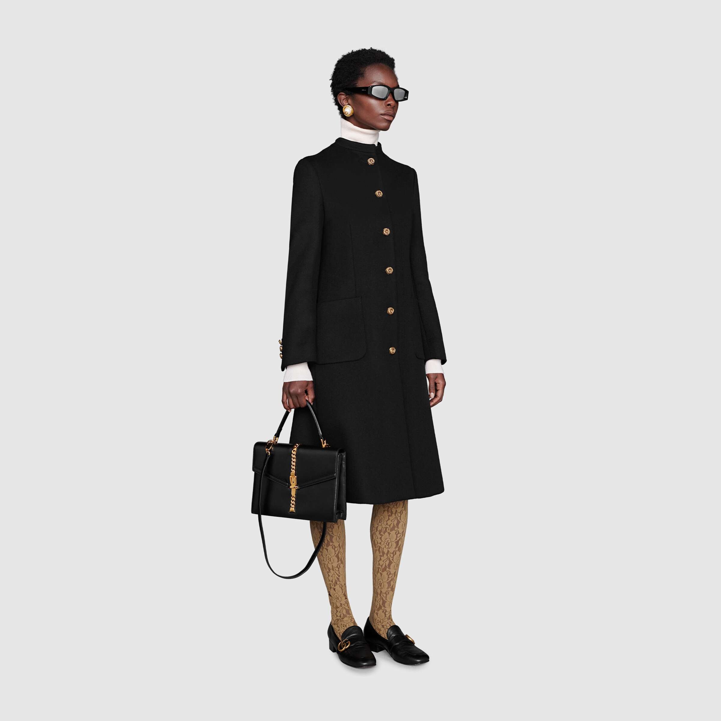 Gucci Sylvie 1969 Small Leather Top Handle Bag for Women - Elegant Black Shoulder Purse for Work, Date Night & Special Occasions