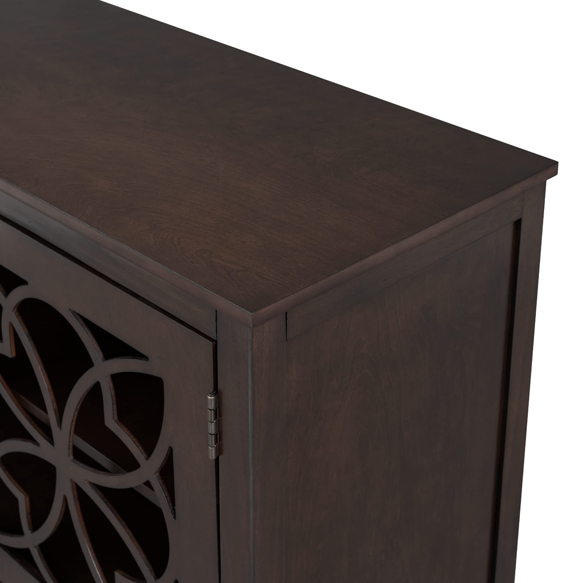 Floral Accent Cabinet with Doors - Kitchen Buffet Server Sideboard Storage Cabinet with Adjustable Shelves, Brown - Perfect for Dining Room, Living Room & Home Decor
