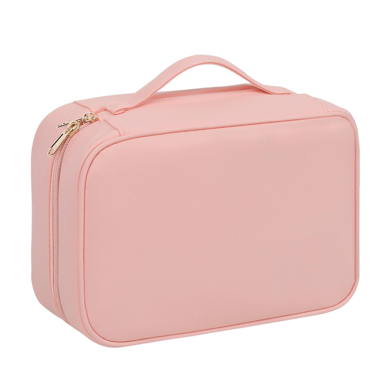 OCHEAL Large Waterproof Makeup Travel Bag with Brush Compartment & Handle - Pink Cosmetic Organizer for Women & Girls | Perfect for Travel, Gym, and Daily Toiletry Storage