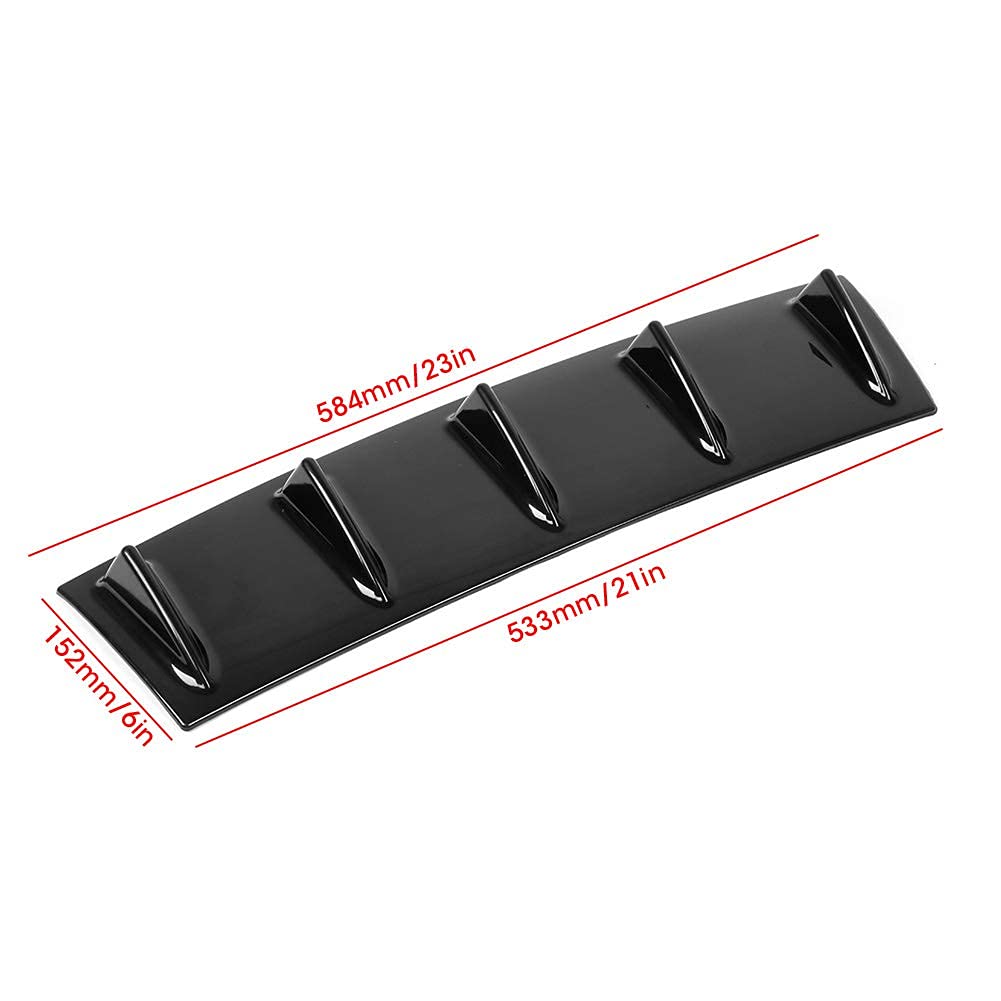 Universal Rear Bumper Diffuser - 5 Teeth Bumper Spoiler Shark Fin Deflector Lip for Cars & Trucks - Light Black - Enhances Aerodynamics & Sporty Look for Street Racing & Custom Builds