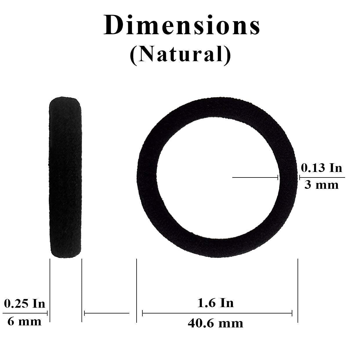 MANODHRUVA Textured Hair Rubber Bands for Women - 36 Pack Black Elastic Hair Ties for Thick & Thin Hair - Perfect for Ponytails, Braids, Buns & Everyday Hairstyles